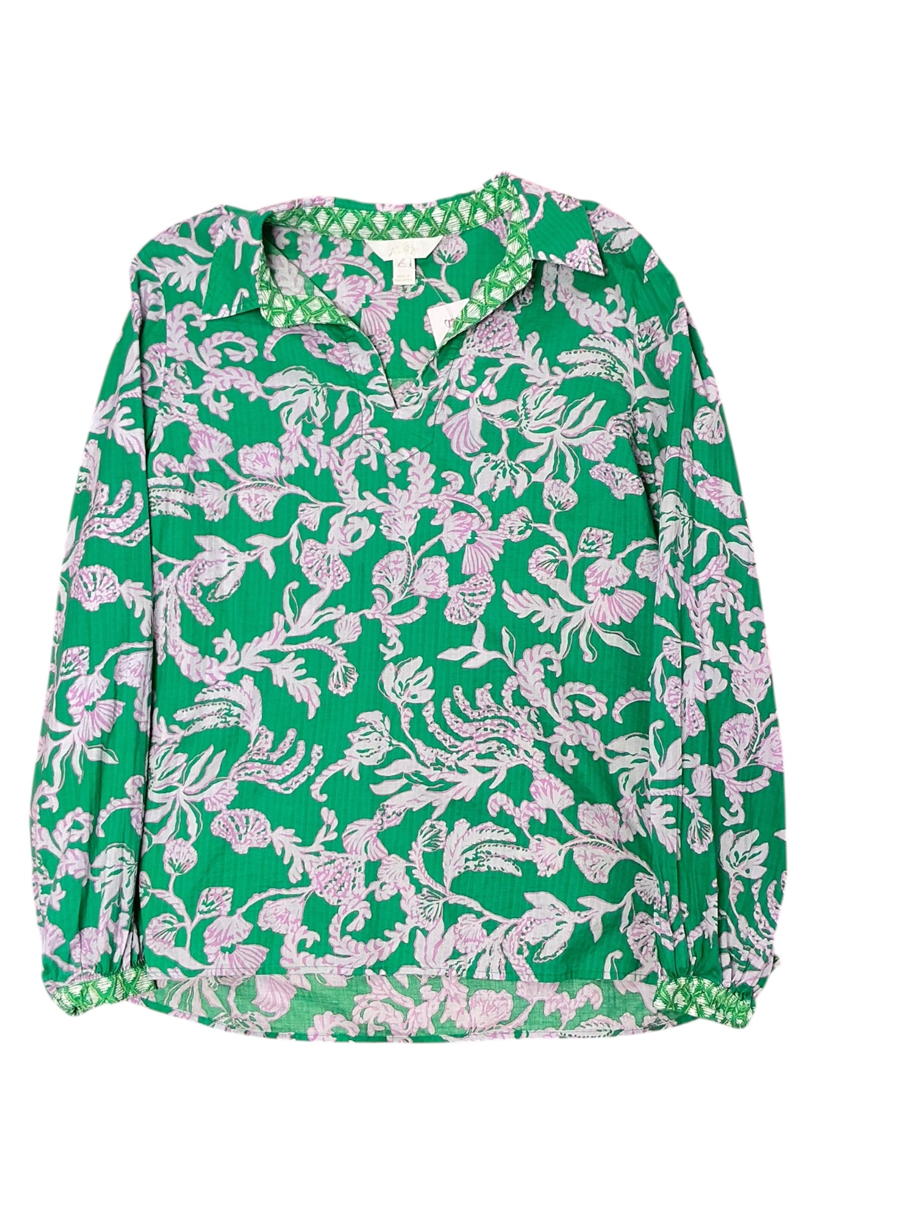 Lilly Pulitzer Jae Tunic Top - Brazilian Green Salty Sandbar - Size L