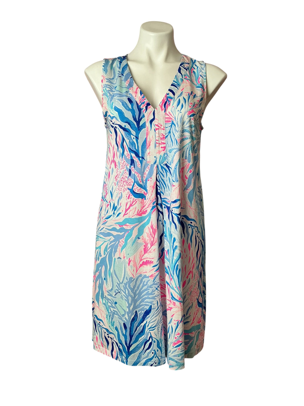 Lilly Pulitzer Harper Shift Dress Crew Blue Tint Kaleidoscope Coral - Size M