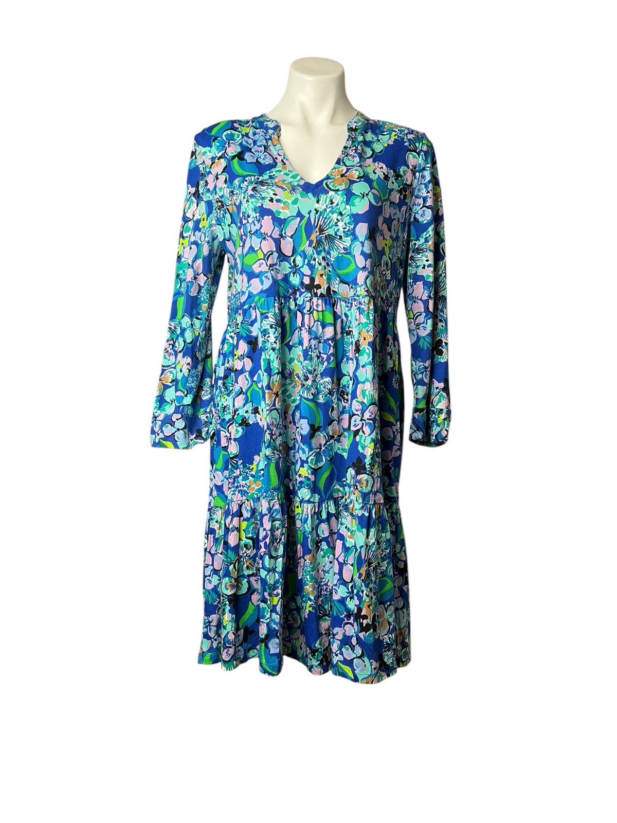 Lilly Pulitzer Alaina Dress Blue Grotto Twilight Tropics - Size L