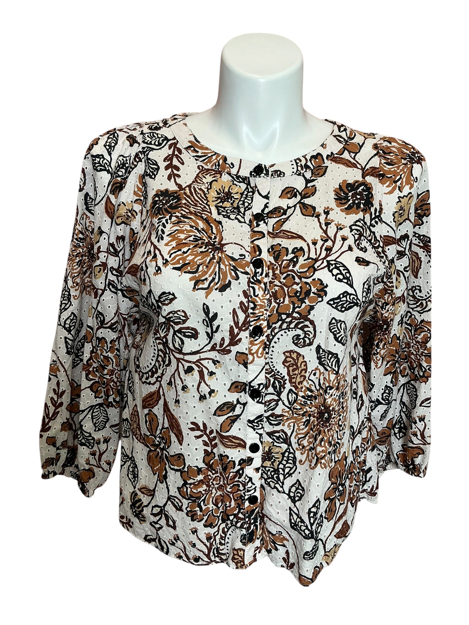 Lilly Pulitzer Haida Eyelet Top Coconut Take Meowt - Size S