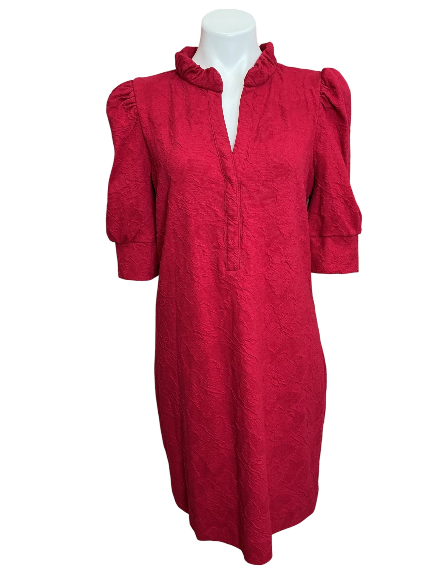 Lilly Pulitzer NWT Elsey Elbow Sleeve Dress Malbec Red Knit Pucker Jacquard - Size L