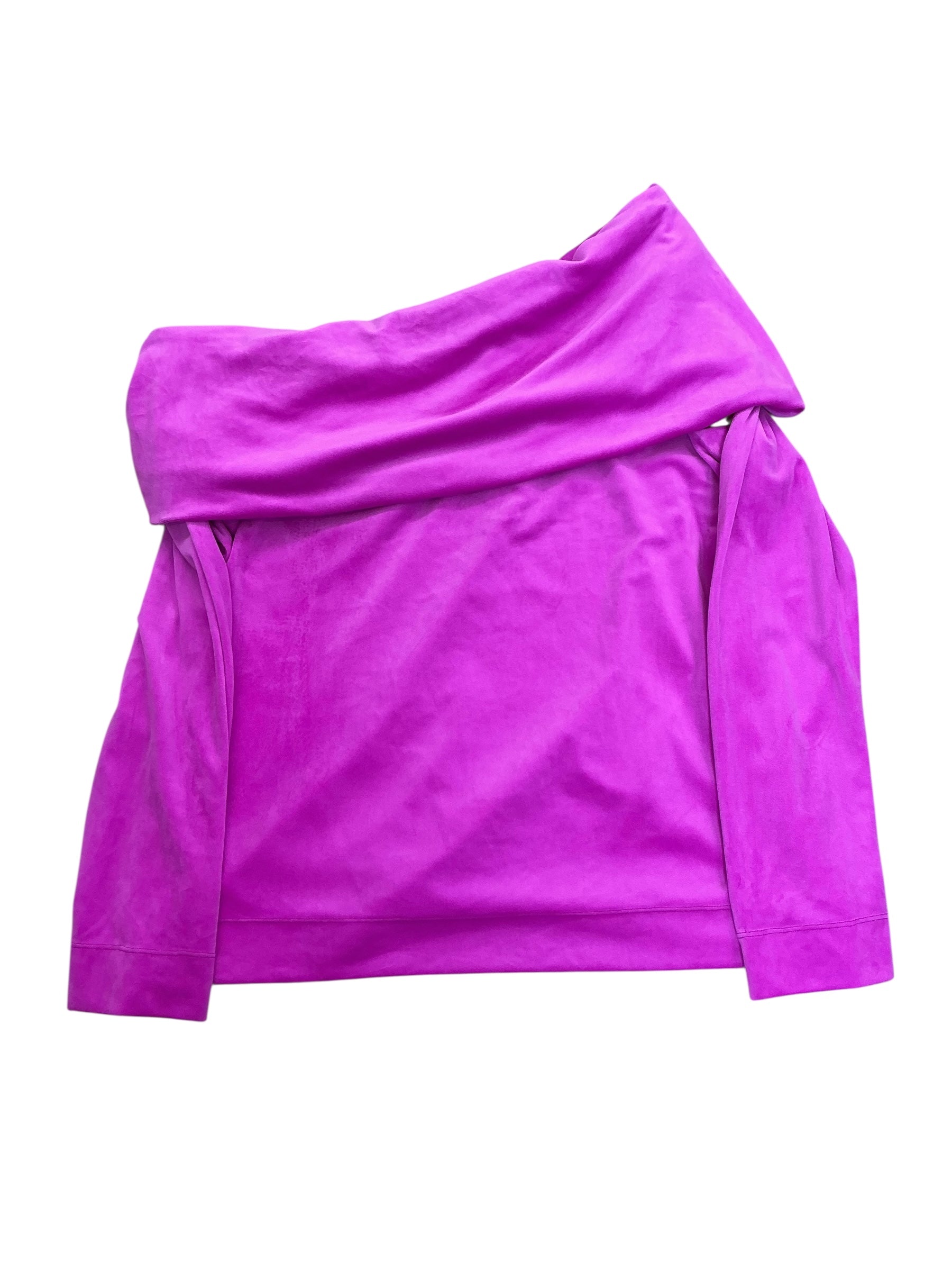 Lilly Pulitzer Belinda Off-The-Shoulder Velour Sweatshirt Elderberry - Size XXL