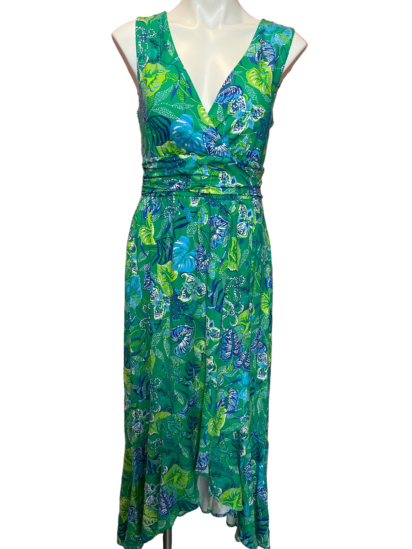 Lilly Pulitzer Moana Maxi Dress In A Flutter Botanical Green- Size M