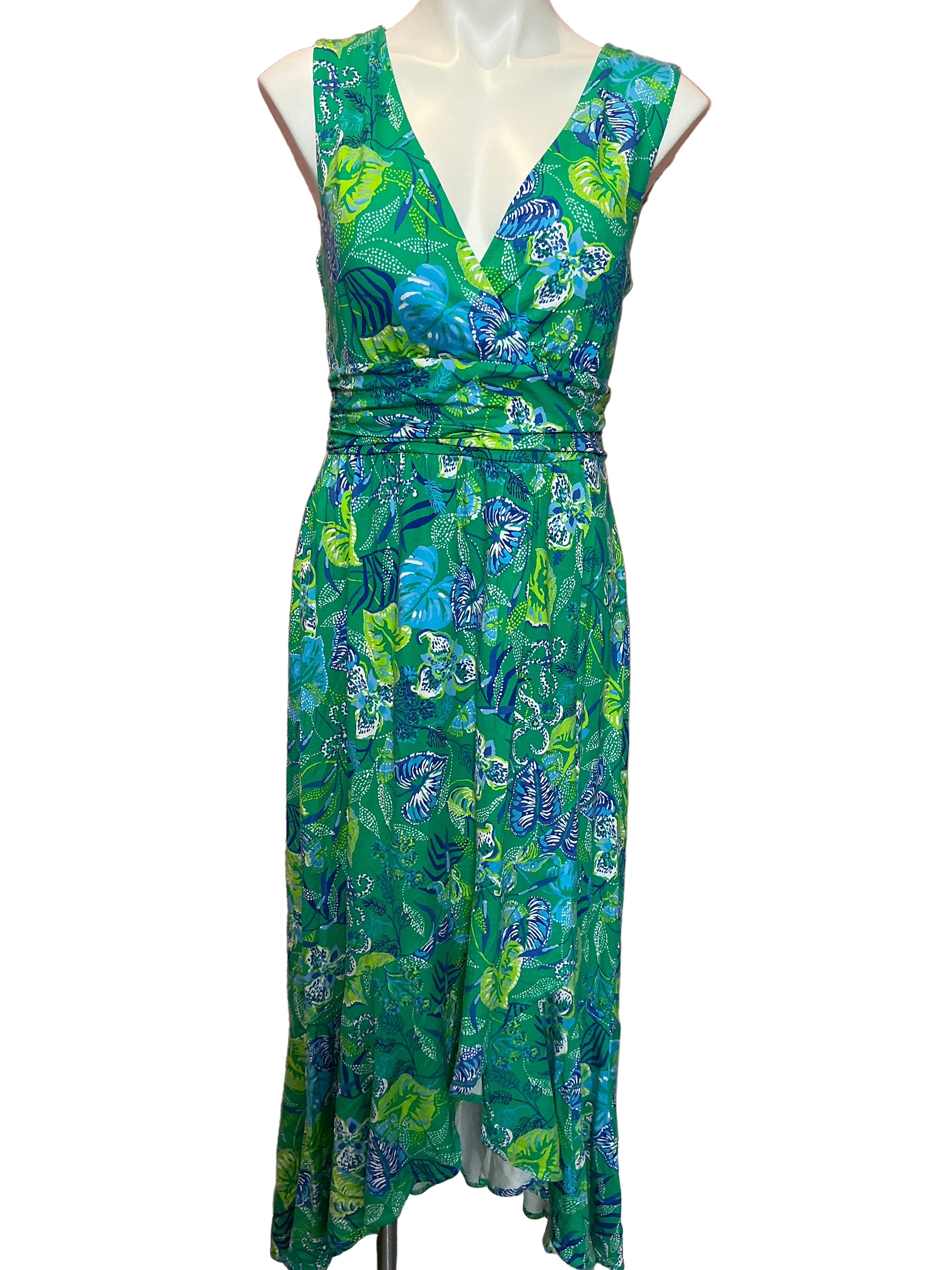 Lilly Pulitzer Moana Maxi Dress In A Flutter Botanical Green- Size M