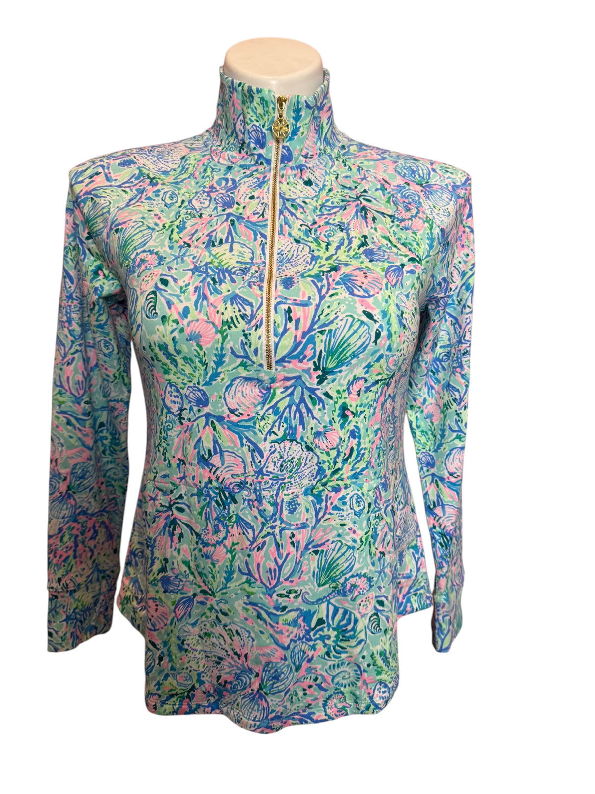 Lilly Pulitzer NWT UPF 50+ Skipper Popover Surf Blue Soleil It On Me - Size S