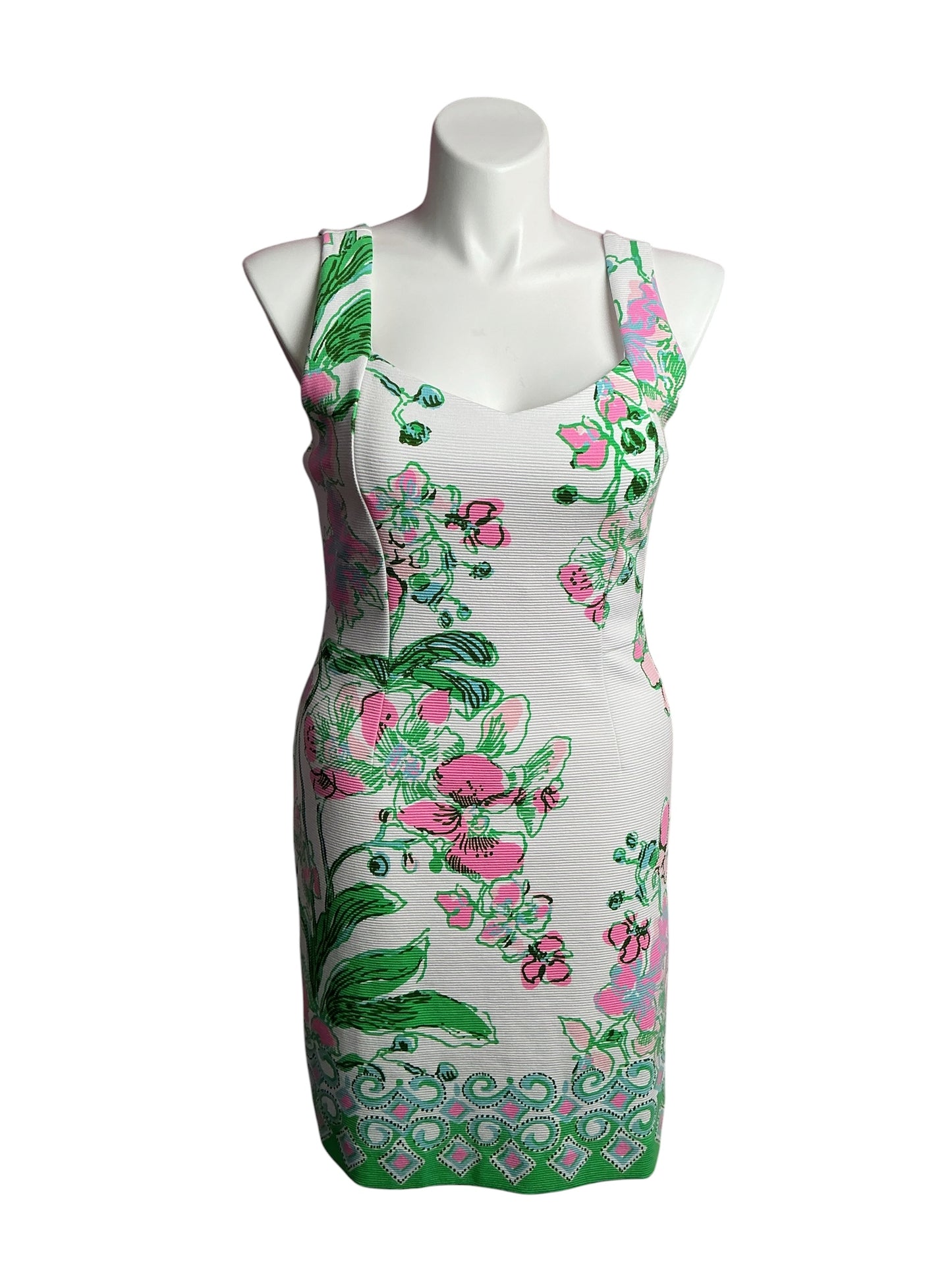 Lilly Pulitzer- NWT Del Rey Stretch Dress Multi Orchids On The Avenue Engineered Size L