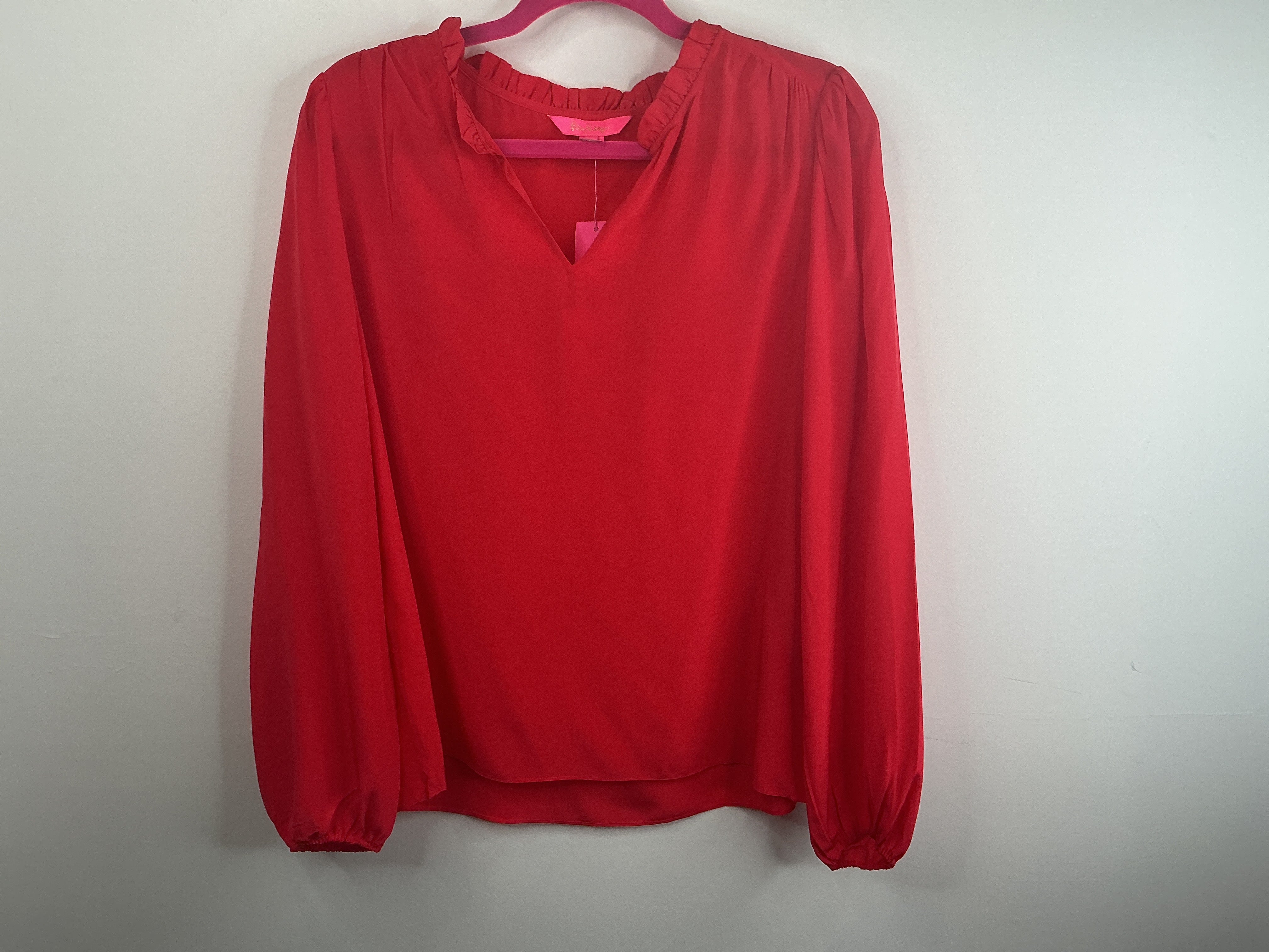 Lilly Pulitzer NWT - Giana Long Sleeve Silk Top - Amaryllis Red - Size S