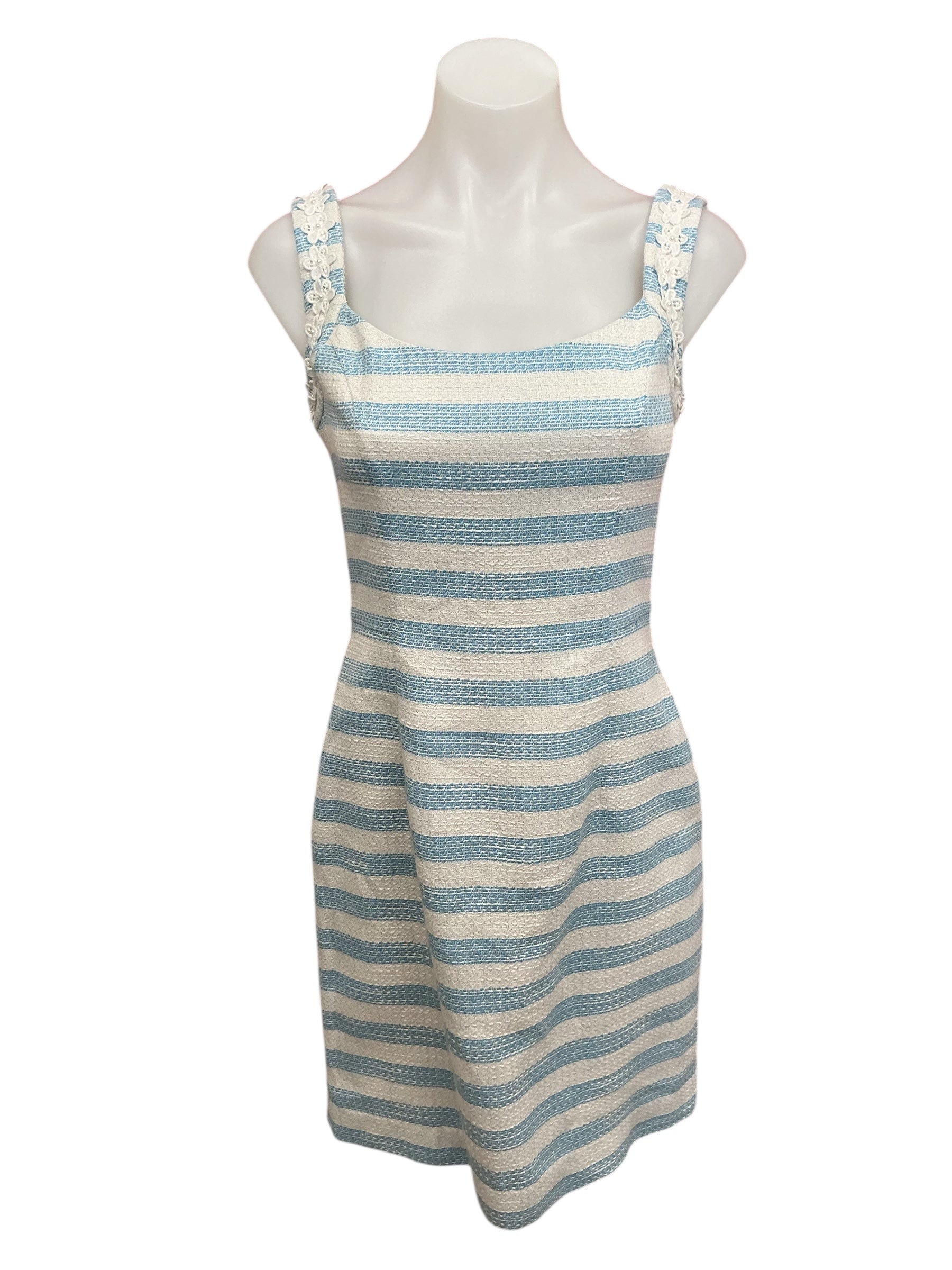 Lilly Pulitzer Nienie Sheath Dress Flutter Blue Lurex Boucle Stripe - Size 2