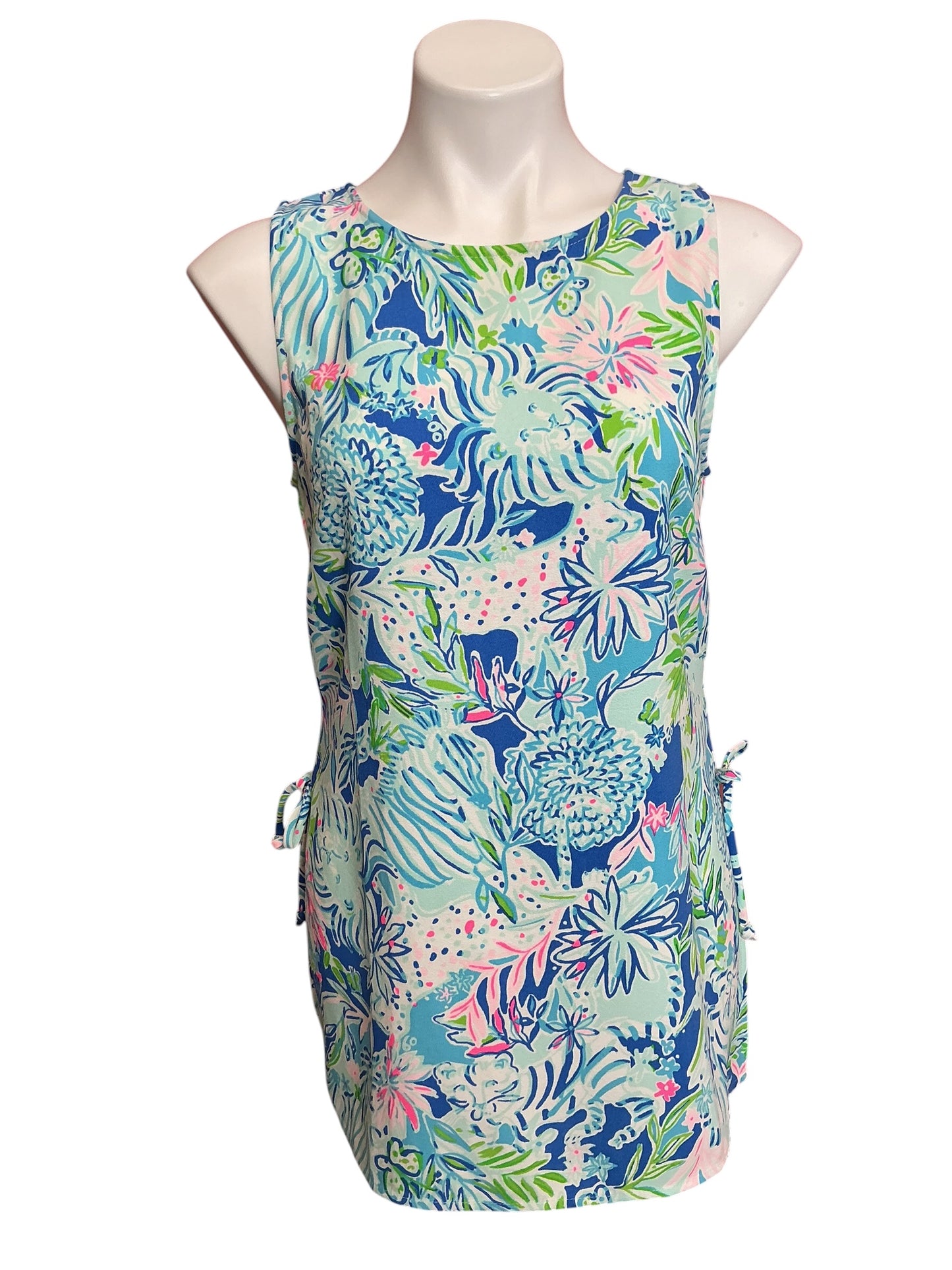 Lilly Pulitzer Donna Tunic Top Coastal Blue Lion Around - Size S