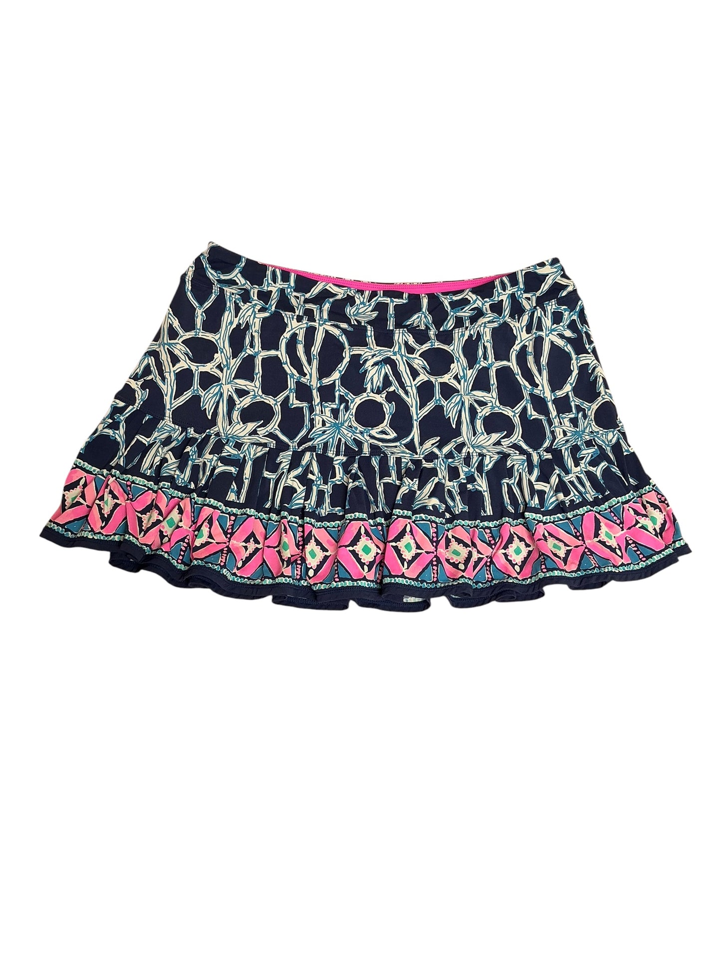 Lilly Pulitzer Taye Skort High Tide Navy Lucky Bamboo Engineered - Size L