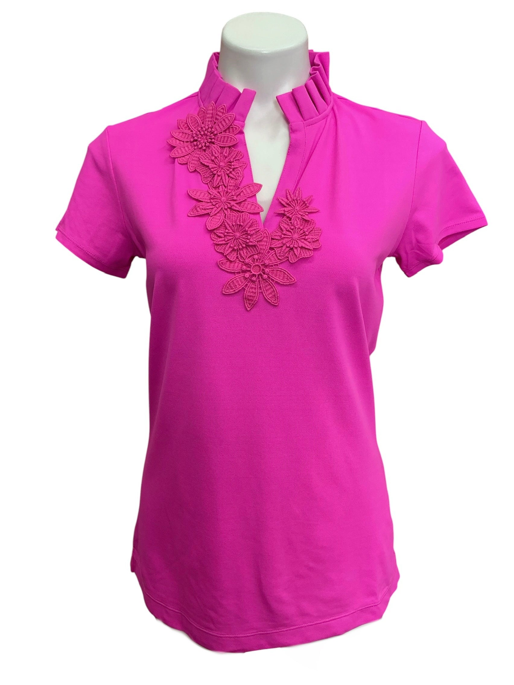 Lilly Pulitzer NWT Frida UPF 50+ Polo Top Mandevilla Pink - Size M