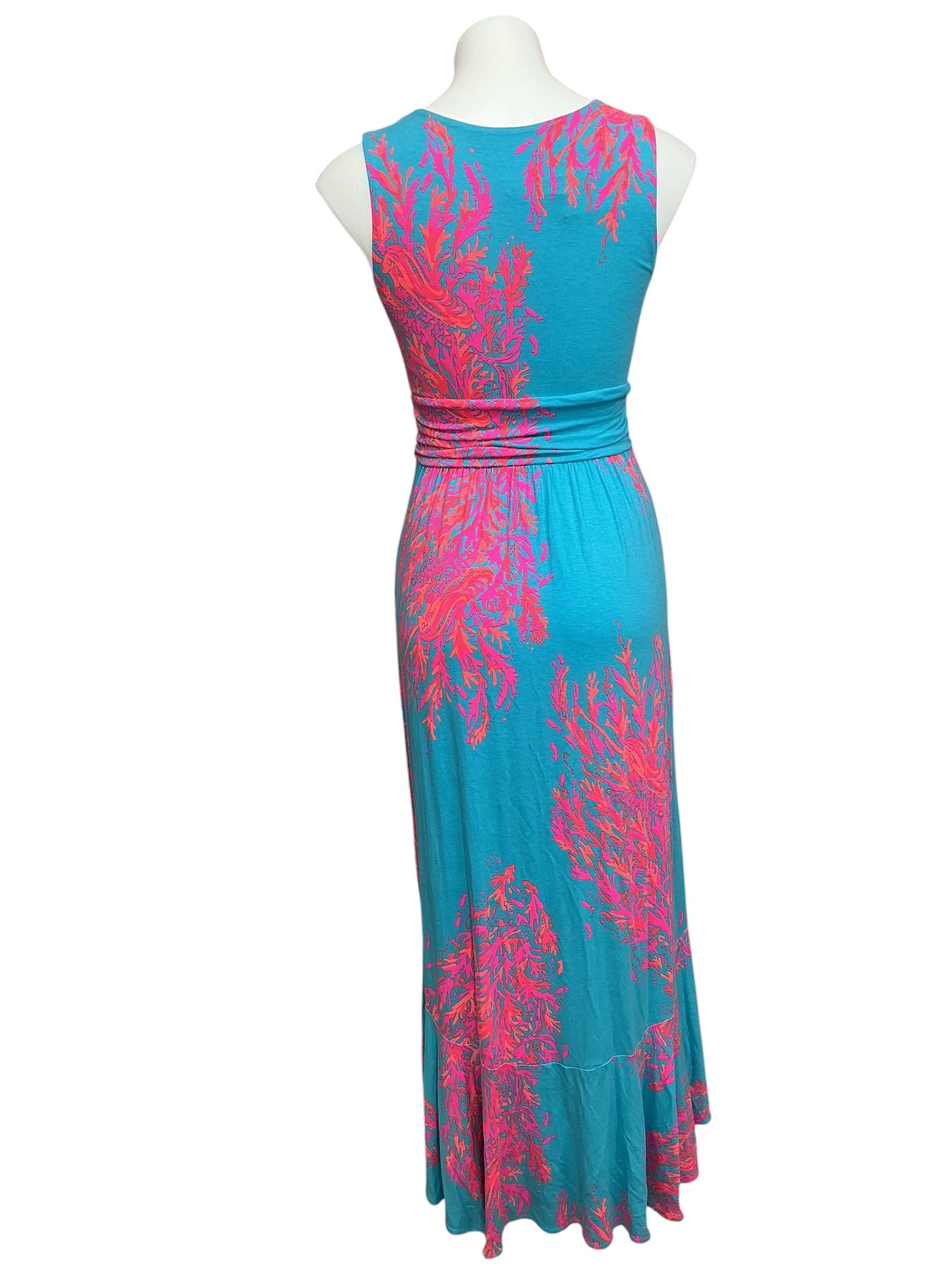 Lilly Pulitzer Moana Maxi Dress Turquoise Oasis Goddess Of The Sea - Size XS