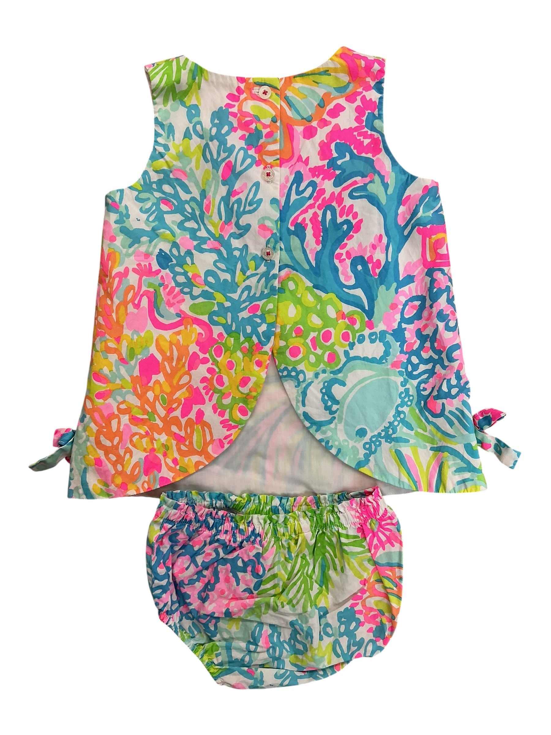 Lilly Pulitzer Kids Girls 2PC Set Baby Lilly Shift Dress Blue Bubbly - Size 12-18 MO