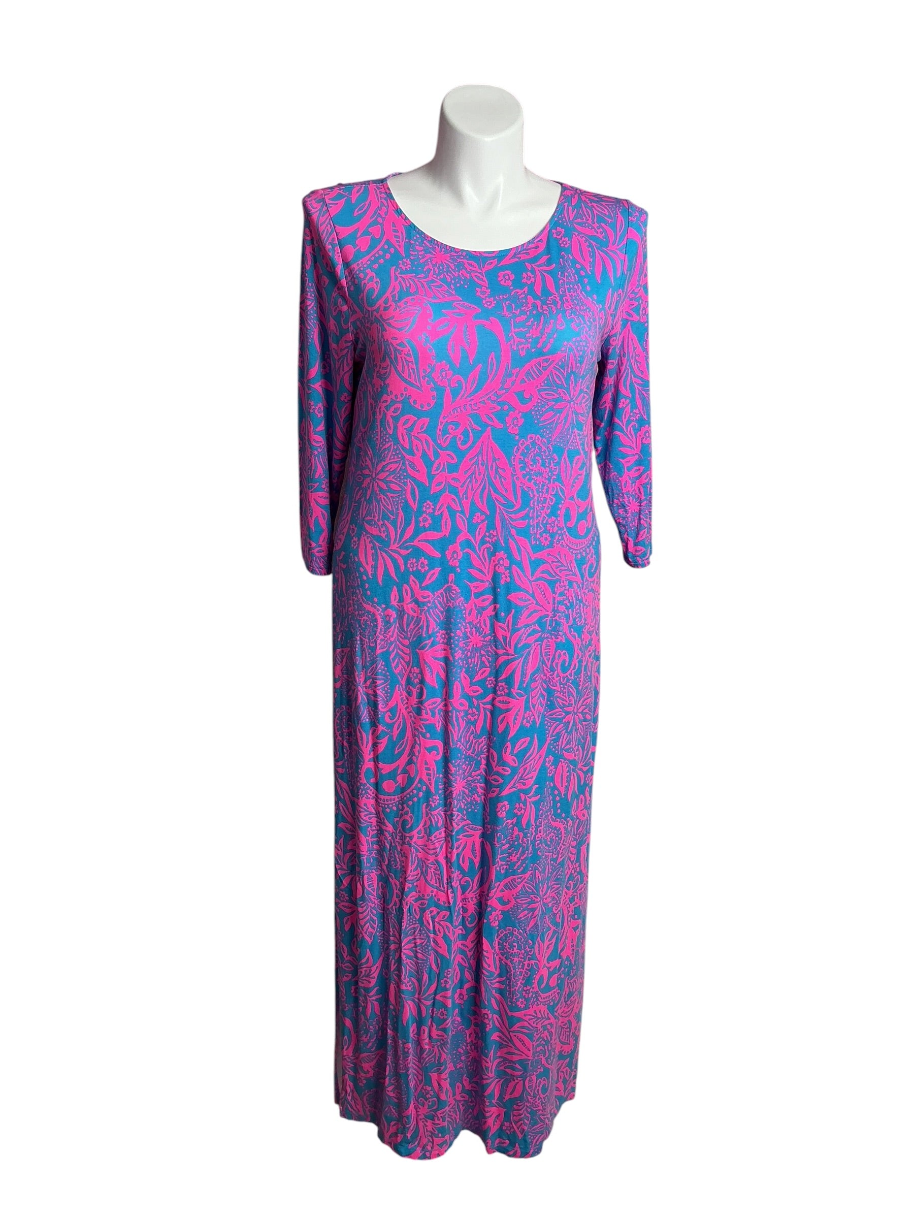 Lilly Pulitzer- Morgann Maxi Dress Aura Pink Leaf An Impression Size XL
