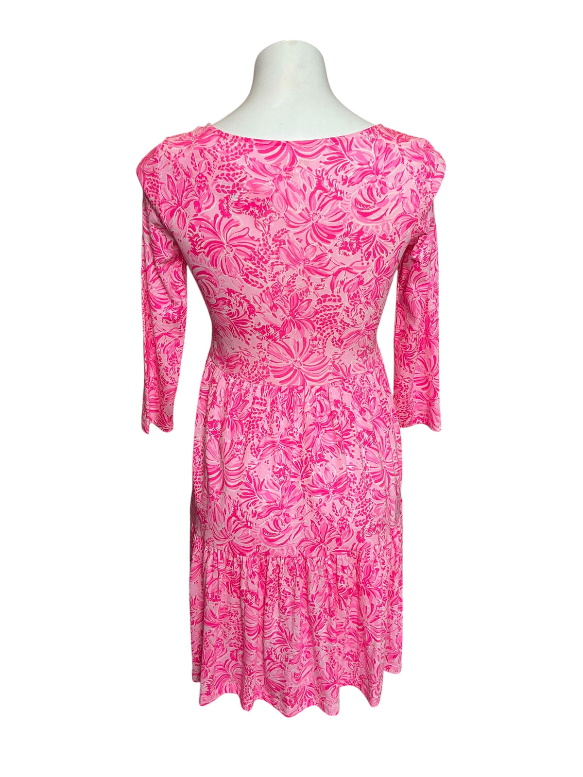 Lilly Pulitzer NWT Geanna 3/4 Sleeve Dress Pink Blossom Foxy Llama - Size XXS