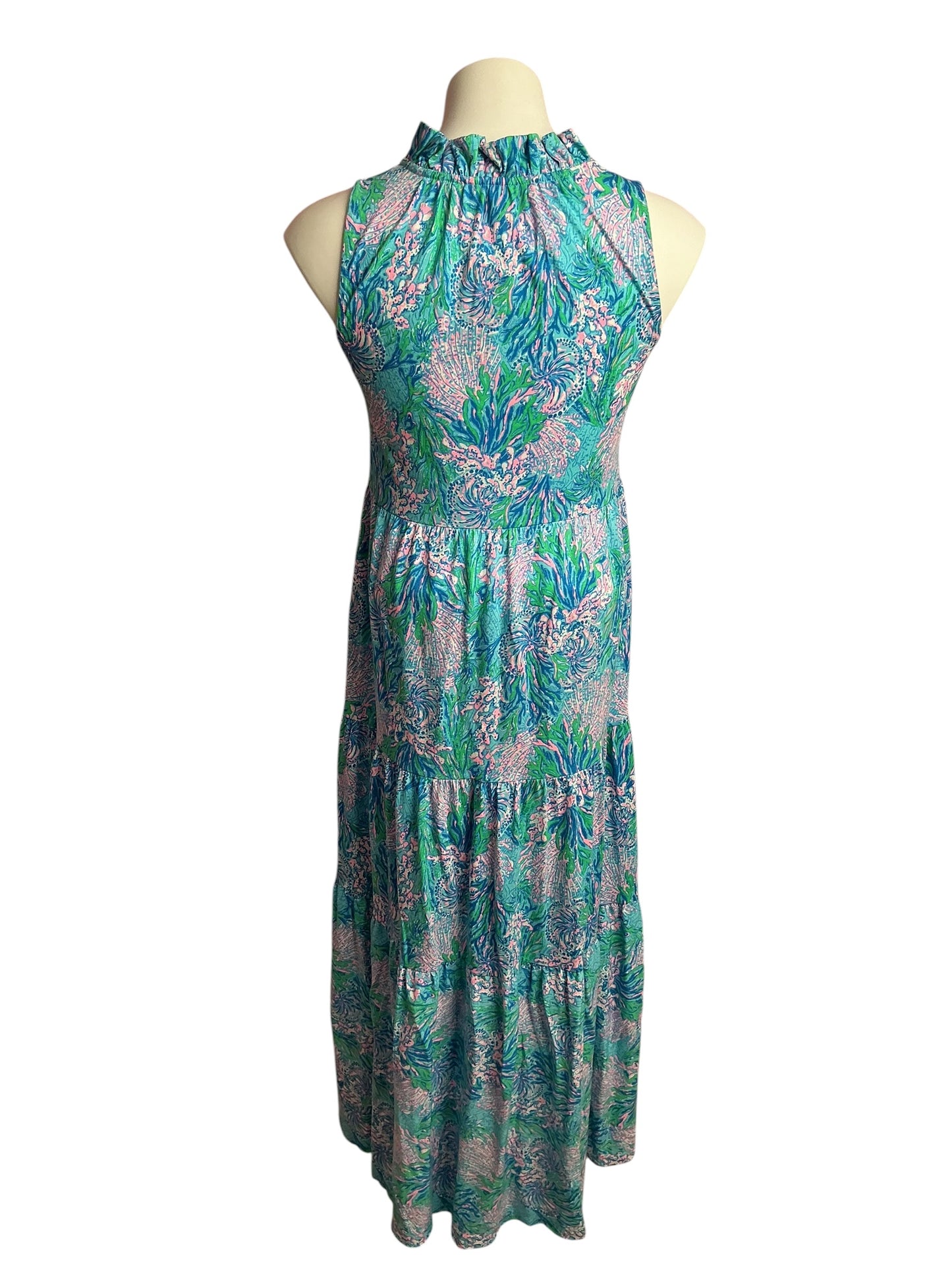 Lilly Pulitzer- Malone Maxi Dress Las Olas Aqua Strong Current Sea Size XXS