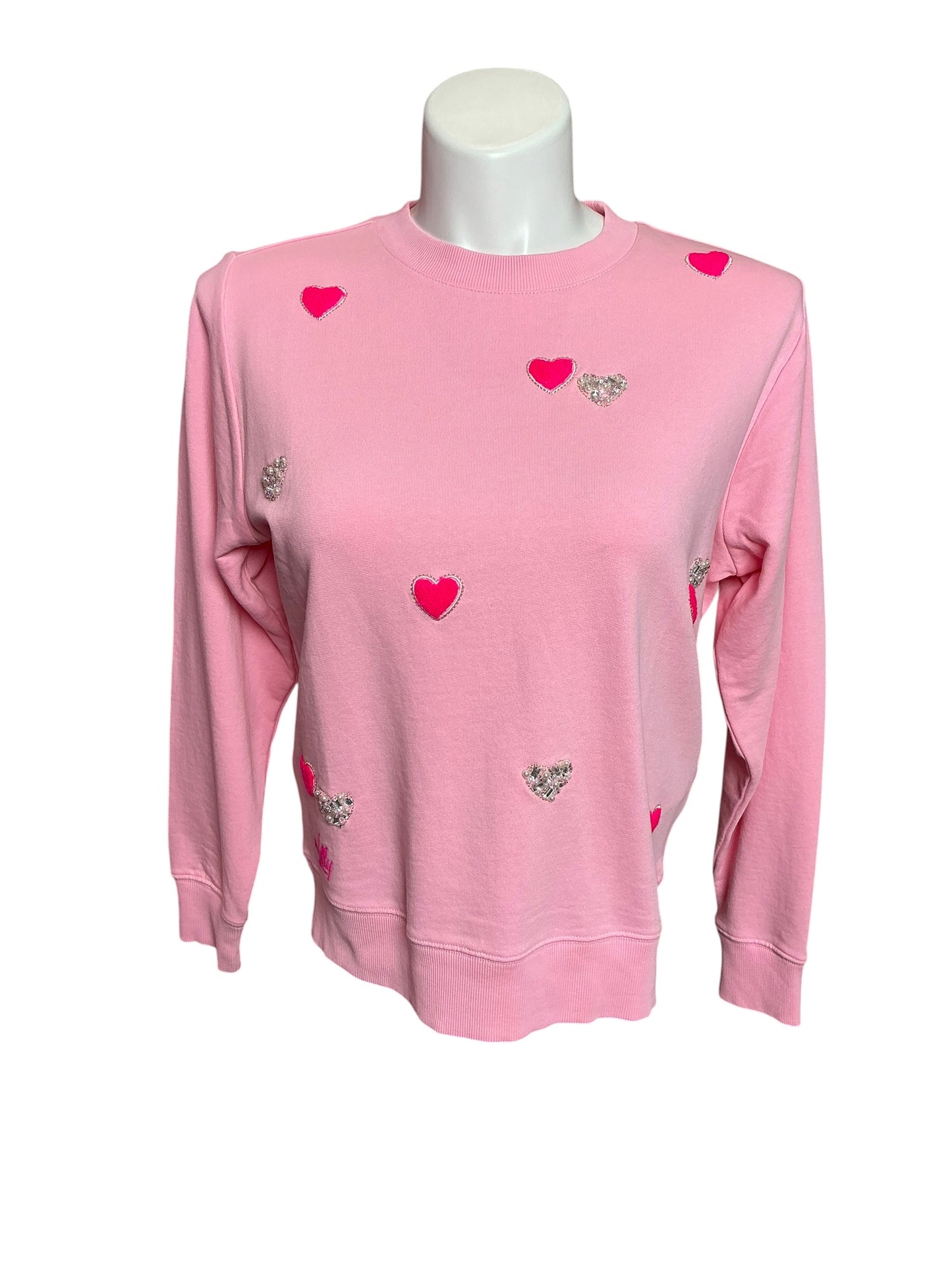 Lilly Pulitzer NWT Ballad Long Sleeve Sweater Conch Shell Pink Hearts Embellishment - Size XS