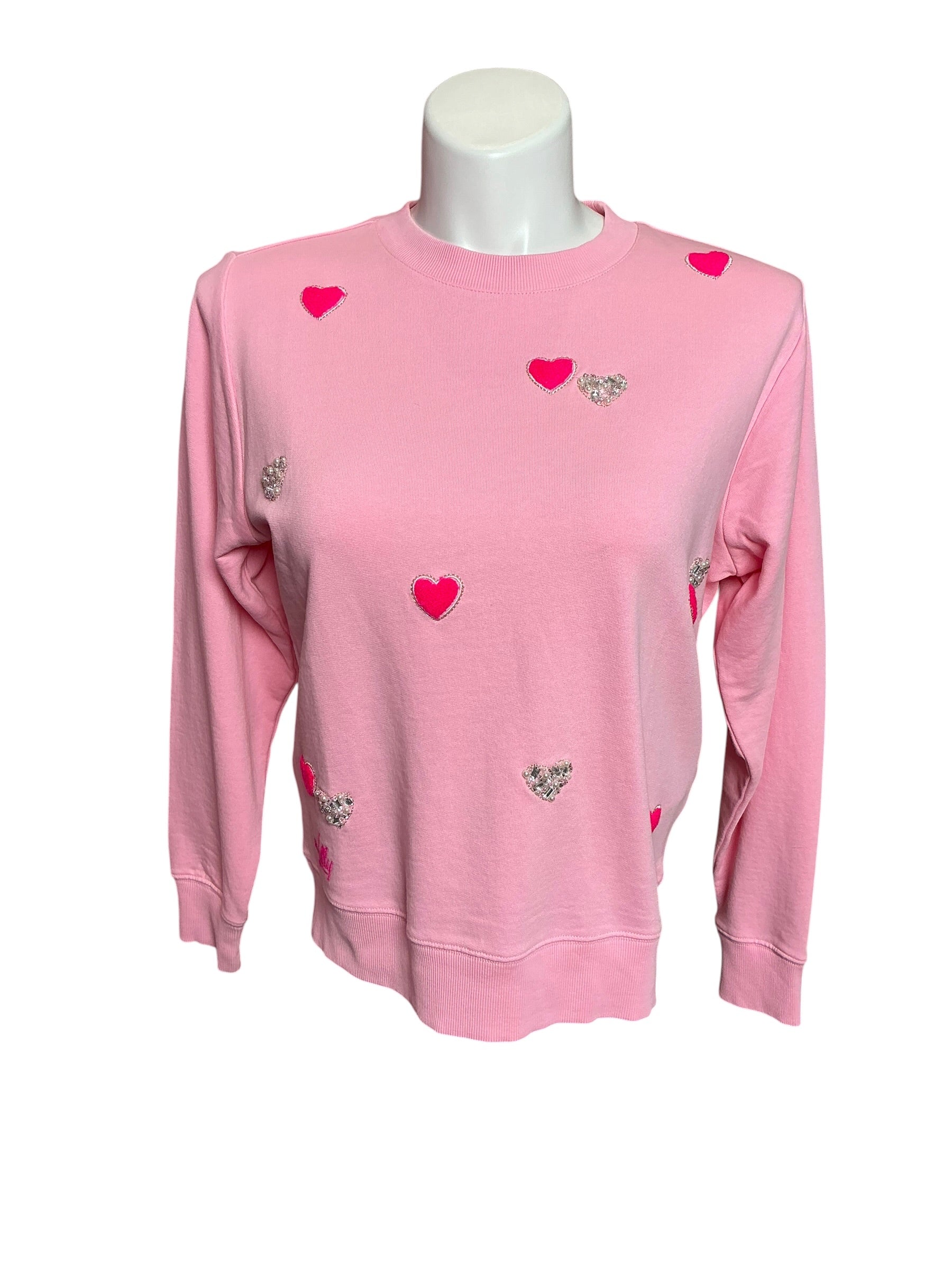 Lilly Pulitzer NWT Ballad Long Sleeve Sweater Conch Shell Pink Hearts Embellishment - Size XS