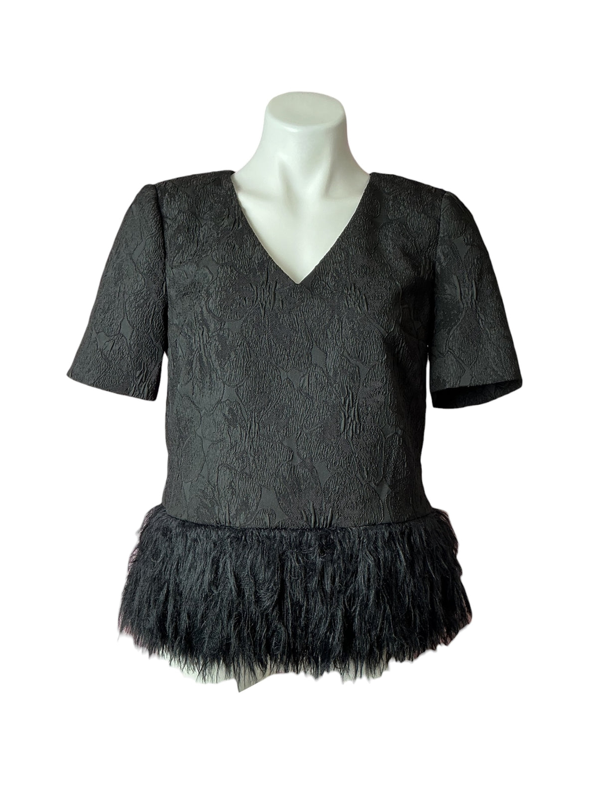 Lilly Pulitzer Rylan V-Neck Top Noir Exploded Flower Stretch Jacquard - Size 00