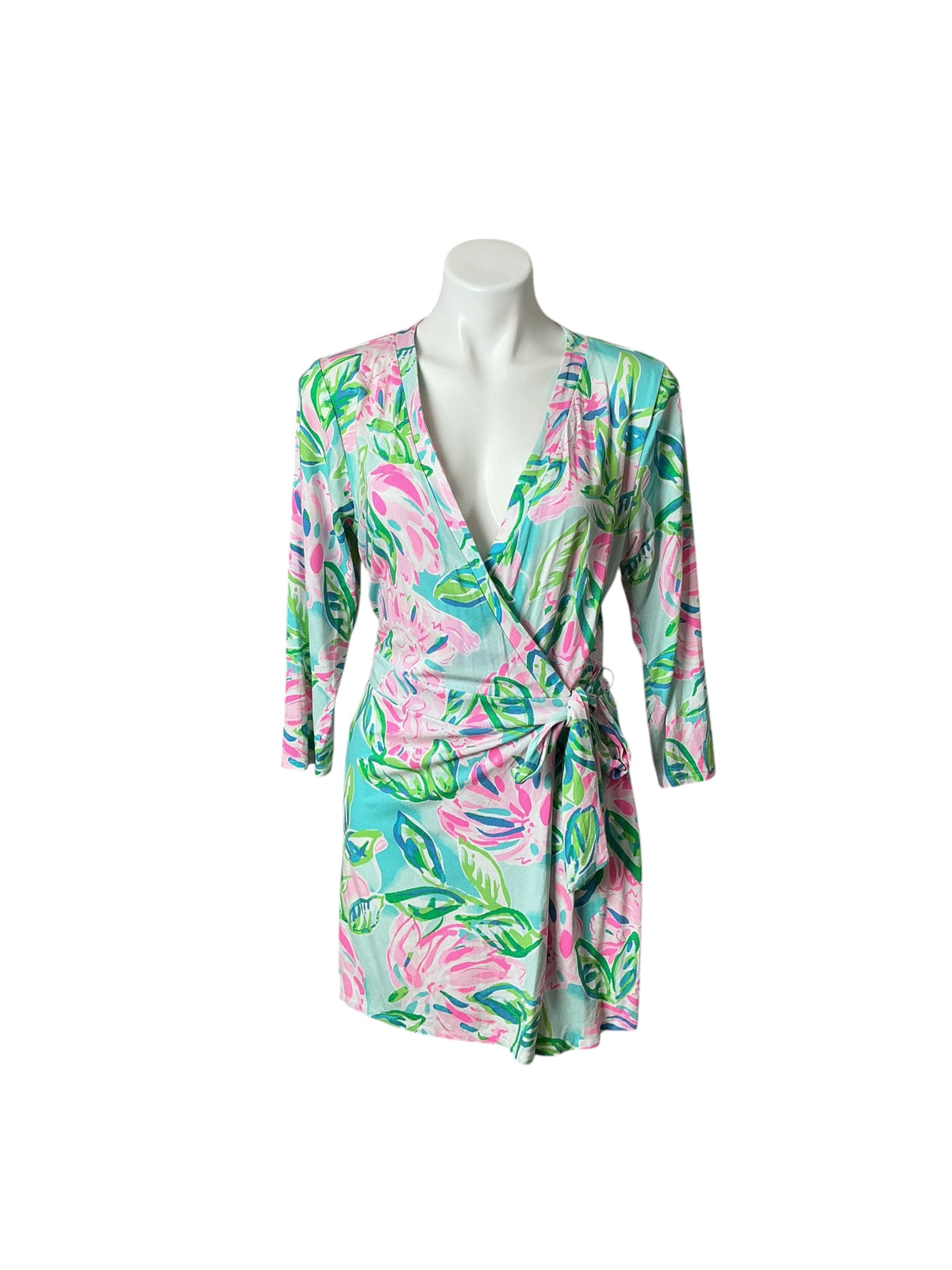 Lilly Pulitzer Karlie Wrap Romper Multi Totally Blossom - Size L