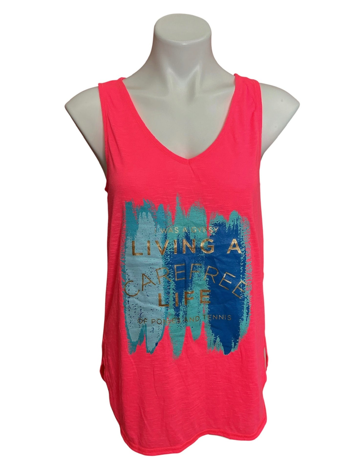 Lilly Pulitzer Brooke Tank Top Spicy Coral Living A Carefree Life - Size M