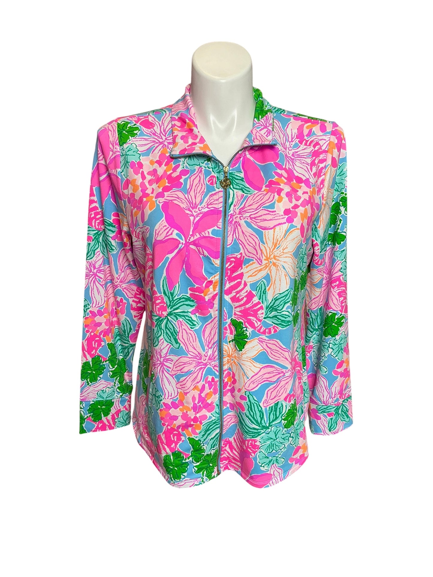 Lilly Pulitzer Leona UPF 50+ Full Zip-Up Jacket Lil Soiree All Day - Size XL