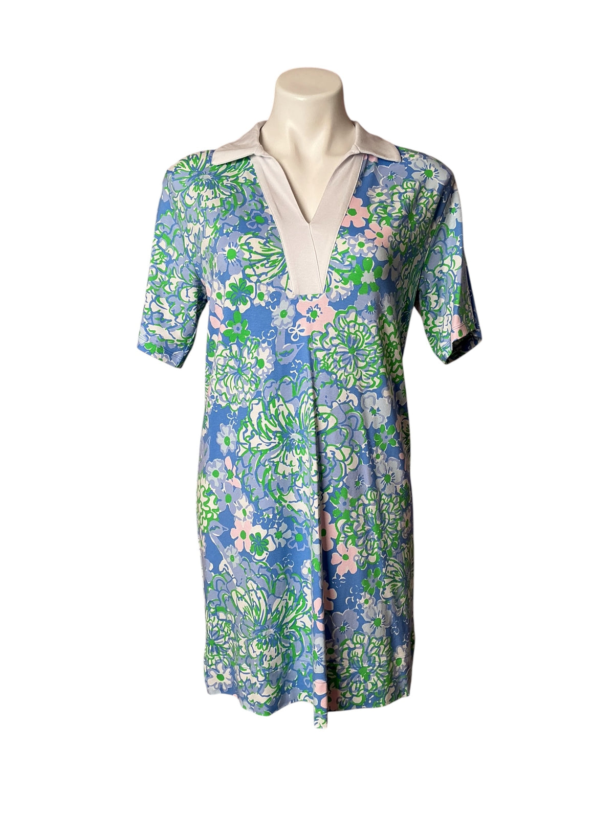 Lilly Pulitzer NWT Alden UPF 50+ Dress Sunwashed Blue Plumes In The Bloom - Size XS