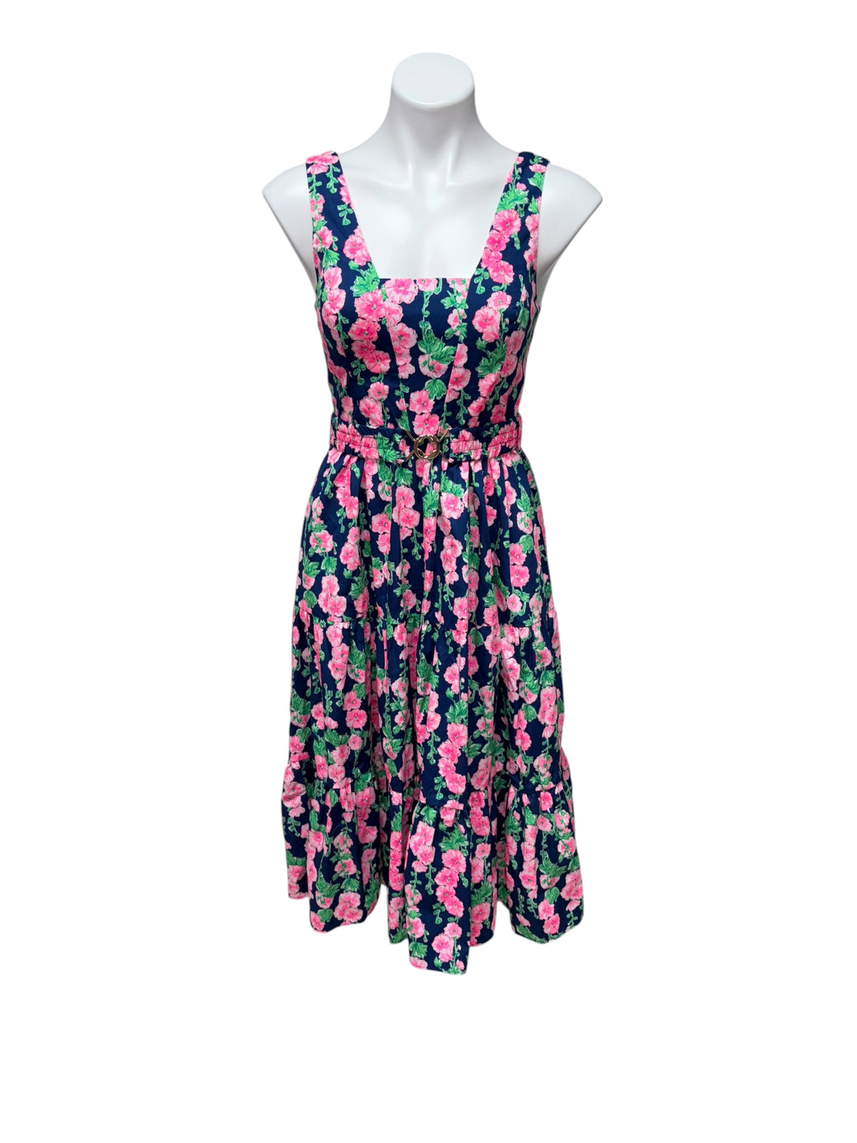 Lilly Pulitzer McKinnon Midi Dress Oyster Bay Navy De Vine- Size 0