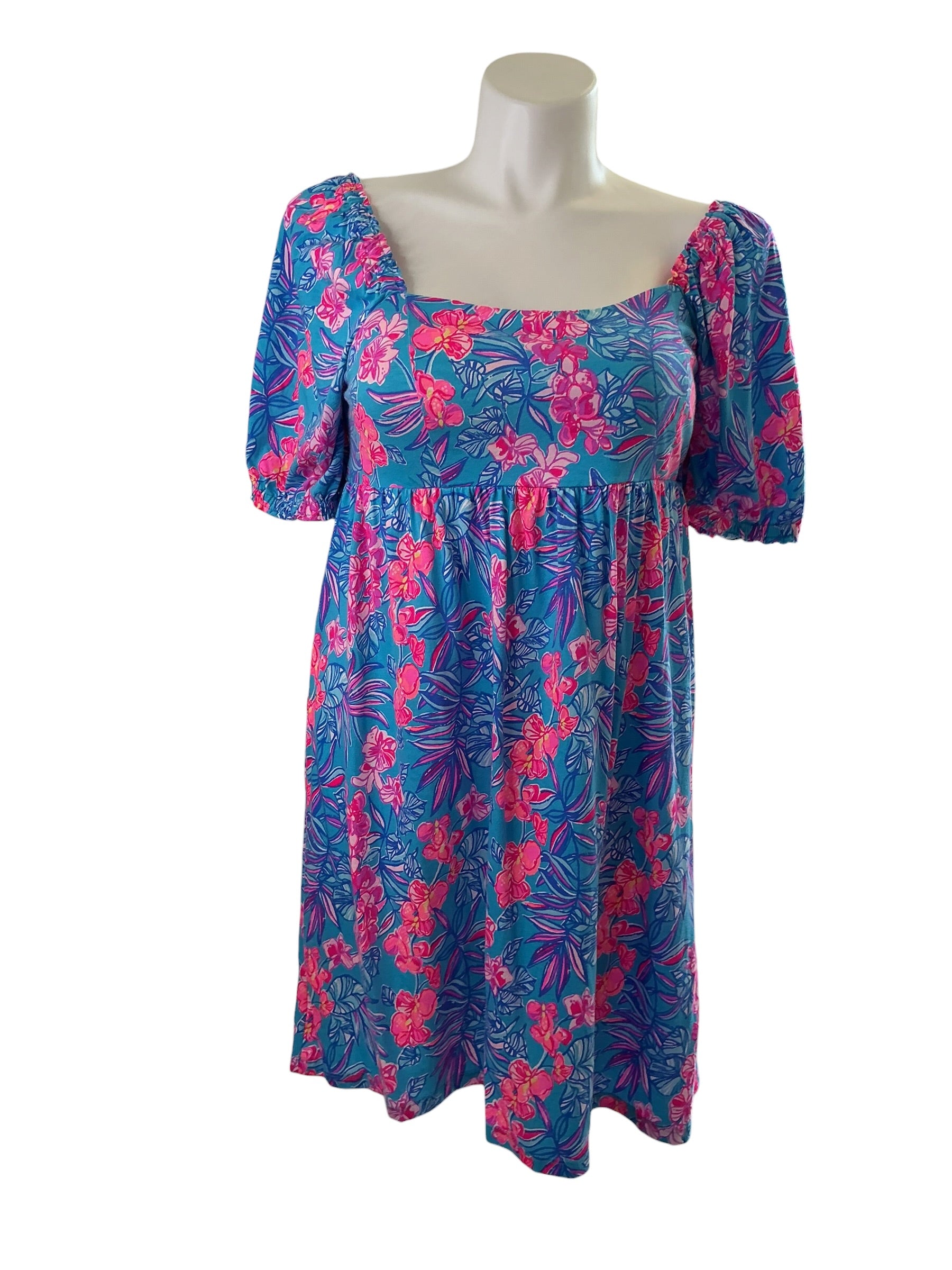 Lilly Pulitzer Delaney Short Sleeve Dress - Cumulus Blue Orchid Oasis - Size 12