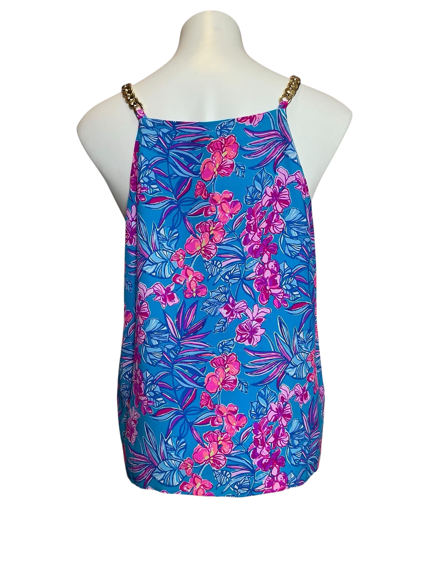 Lilly Pulitzer Joannah Silk Top Cumulus Blue Orchid Oasis - Size 12