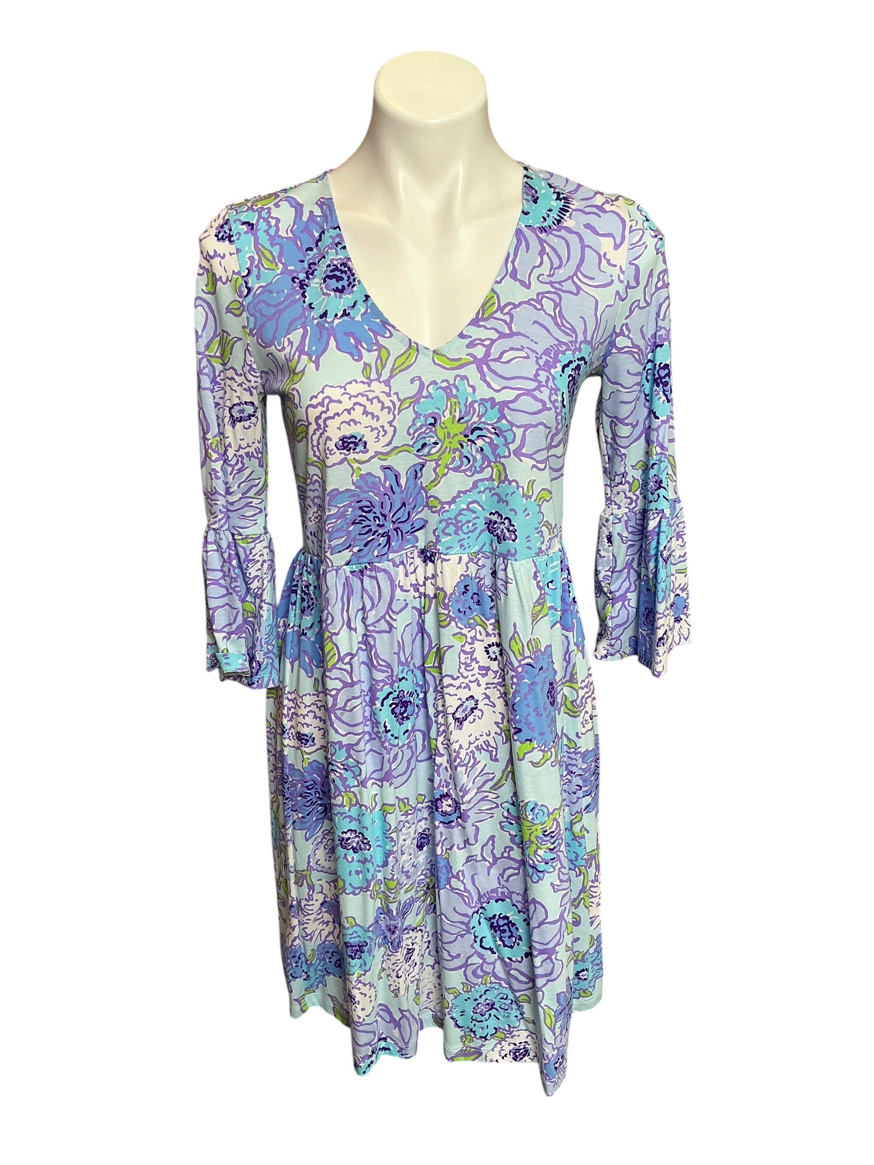 Lilly Pulitzer Jannie V-Neck Dress Multi Let It Gogh - Size XS