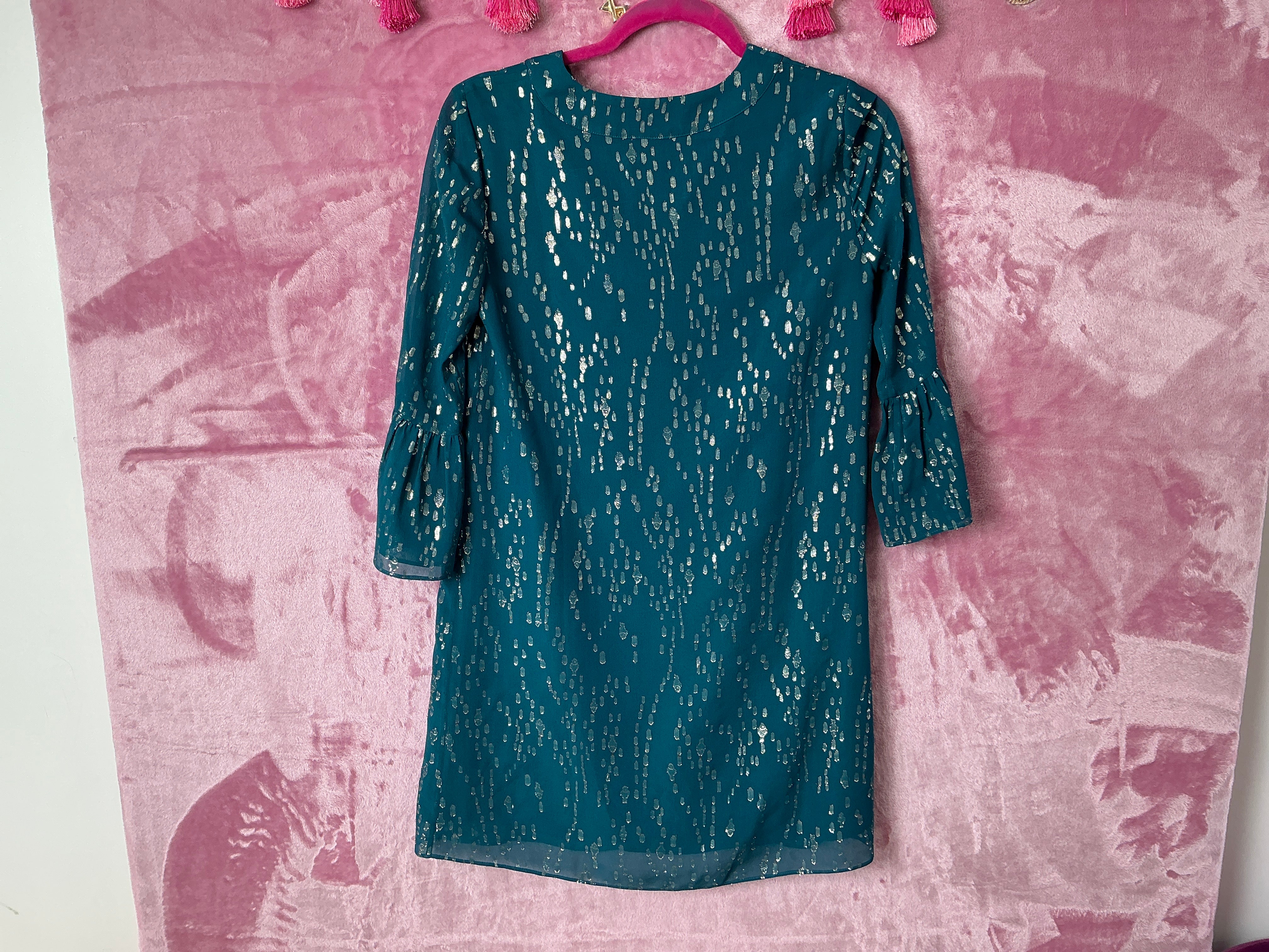 Lilly Pulitzer Elenora Silk Dress - Inky Tidal Fish Clip Chiffon - Size XXS