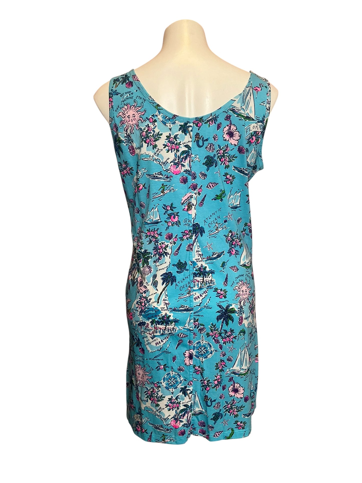 Lilly Pulitzer Newberri Tank Dress Amalfi Blue Lilly's Roadtrip - Size XL