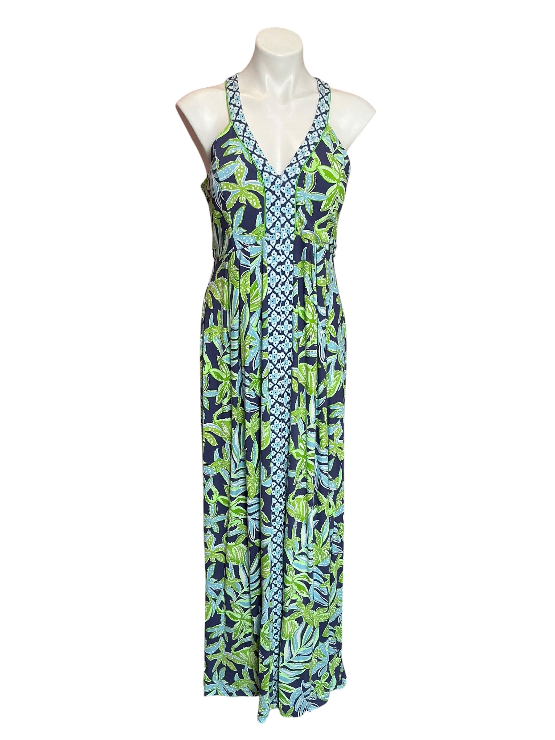 Lilly Pulitzer NWT Carmilla Maxi Dress Sapphire Pool Tropical Tango Engineered - Size 8