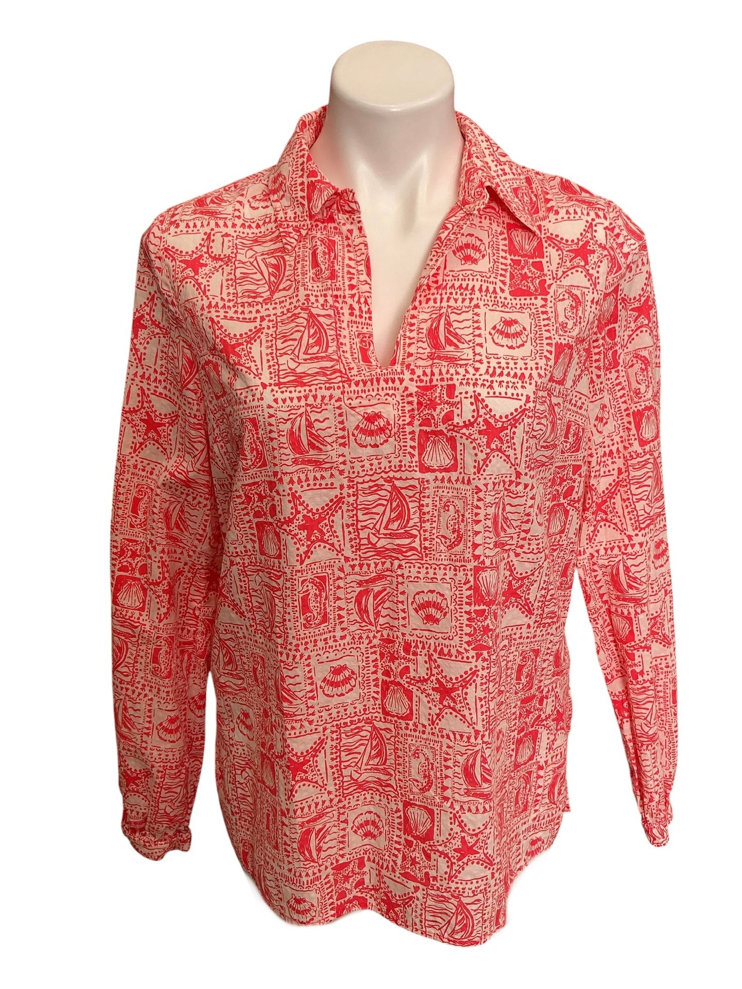 Lilly Pulitzer Jae Tunic Top Mizner Red Seaside Harbour - Size S
