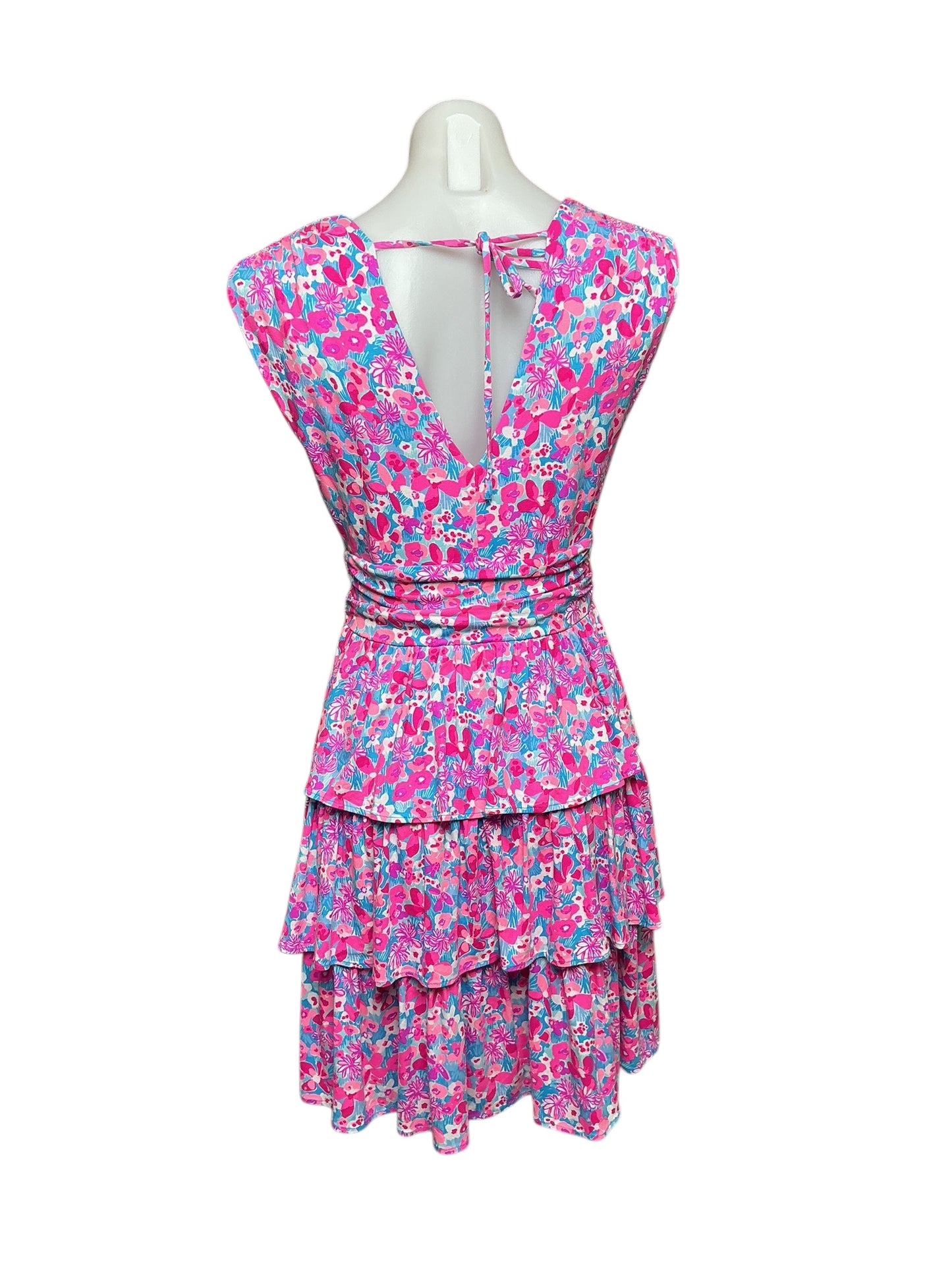 Lilly Pulitzer Faye V-Neck Ruffle Dress - Aura Pink Baby Bloomer - Size S