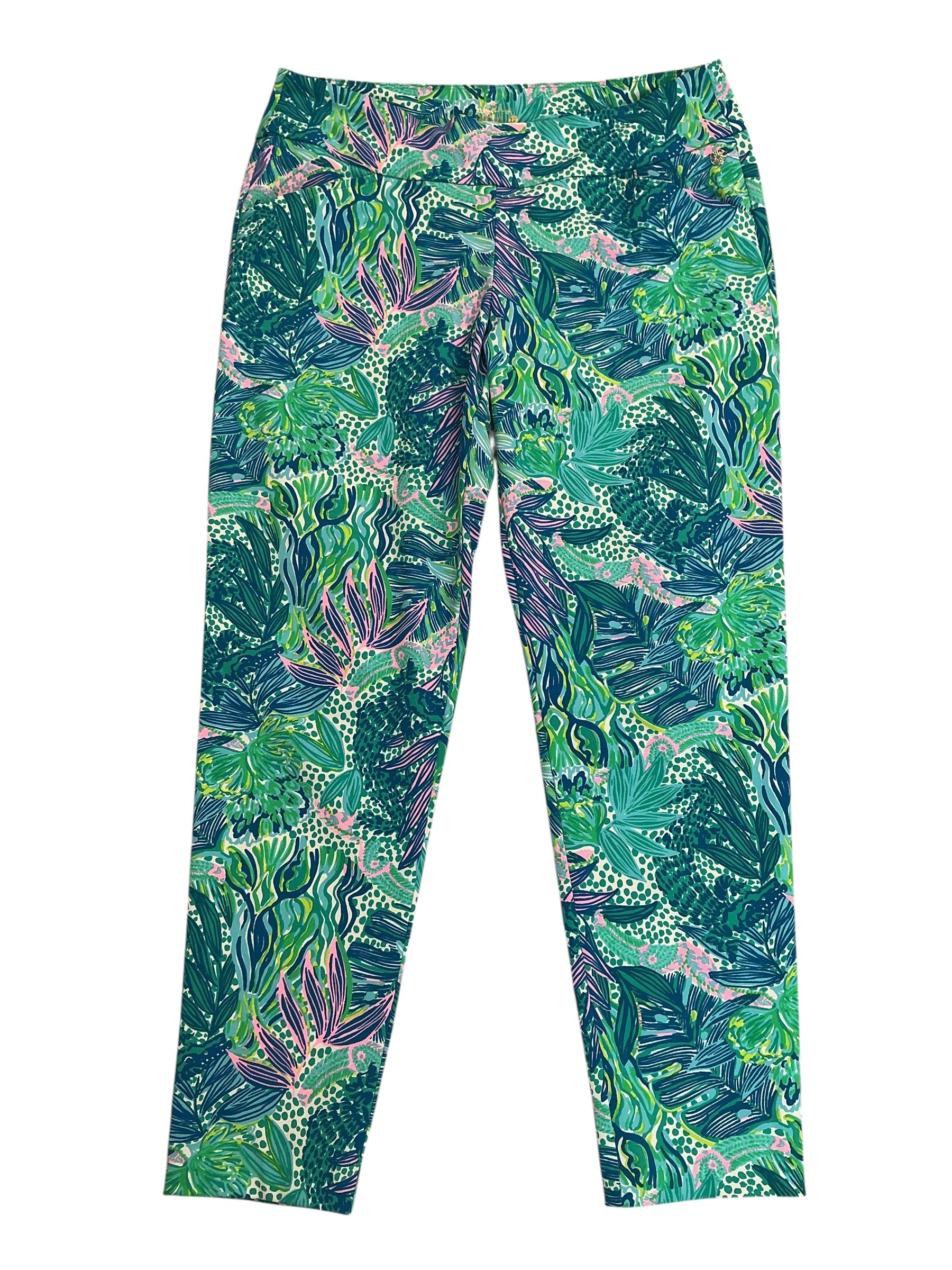 Lilly Pulitzer Luxletic Corso Athletic Golf Pants Botanical Green Holiday In The Sun - Size 12