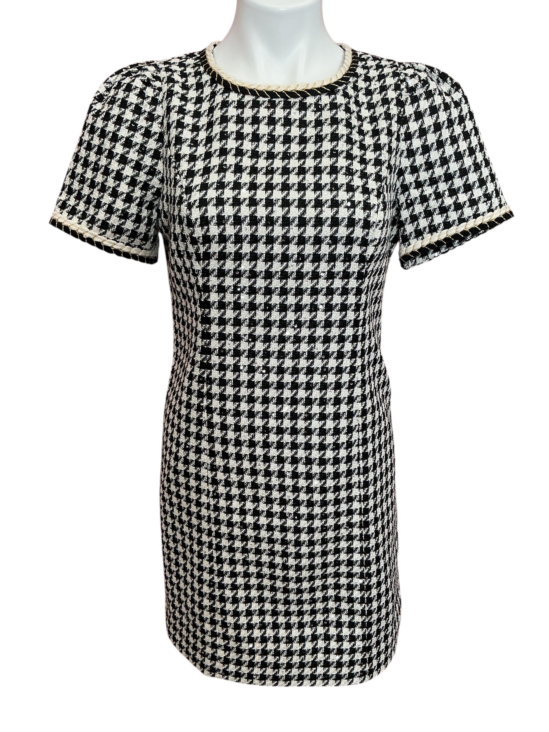 Lilly Pulitzer Doriane Boucle Shift Dress Noir Houndstooth Sequin Boucle - Size 4