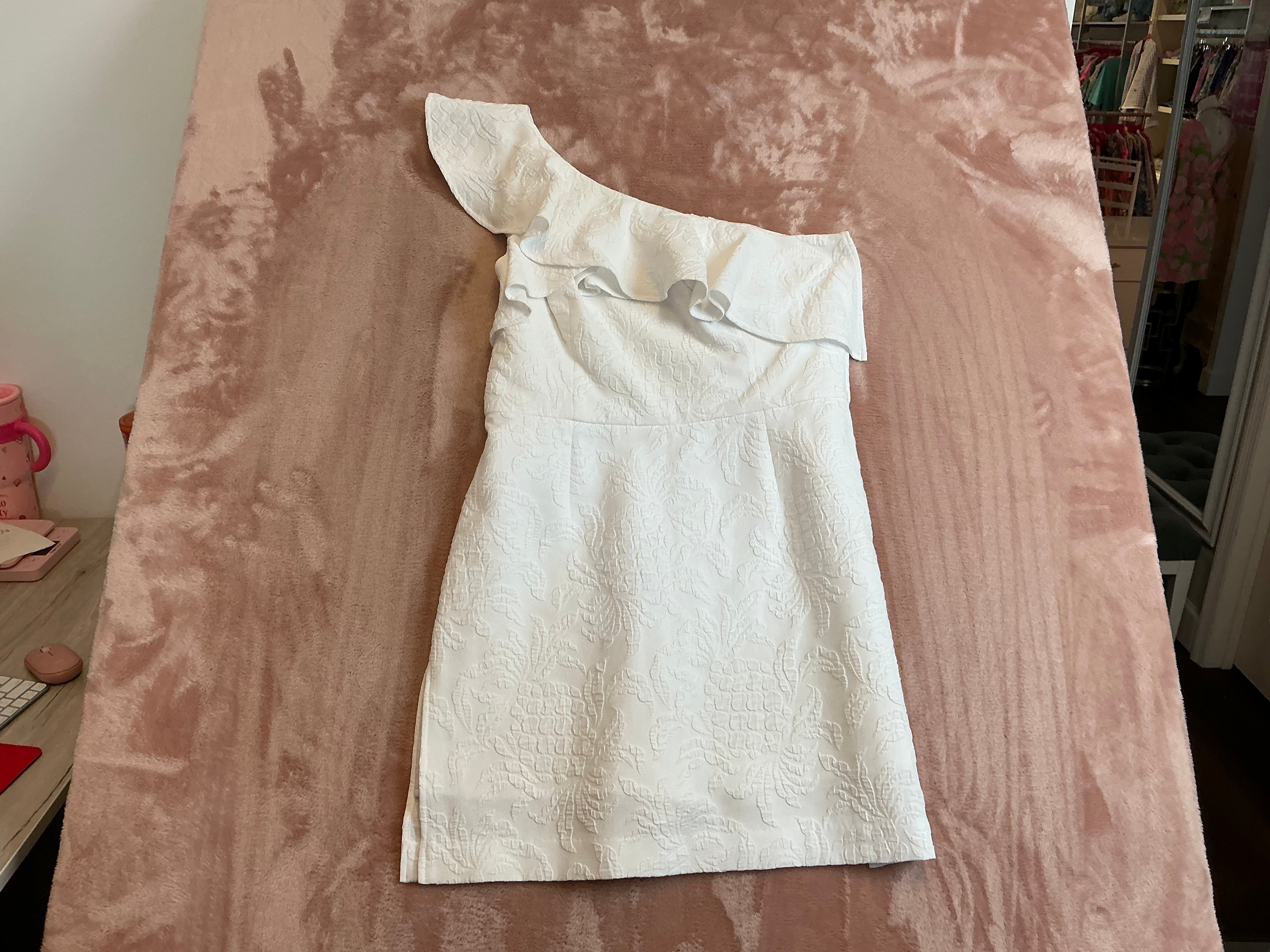 Lilly Pulitzer NWT Zoya Ruffle romper resort white pineapple pucker - Size 14