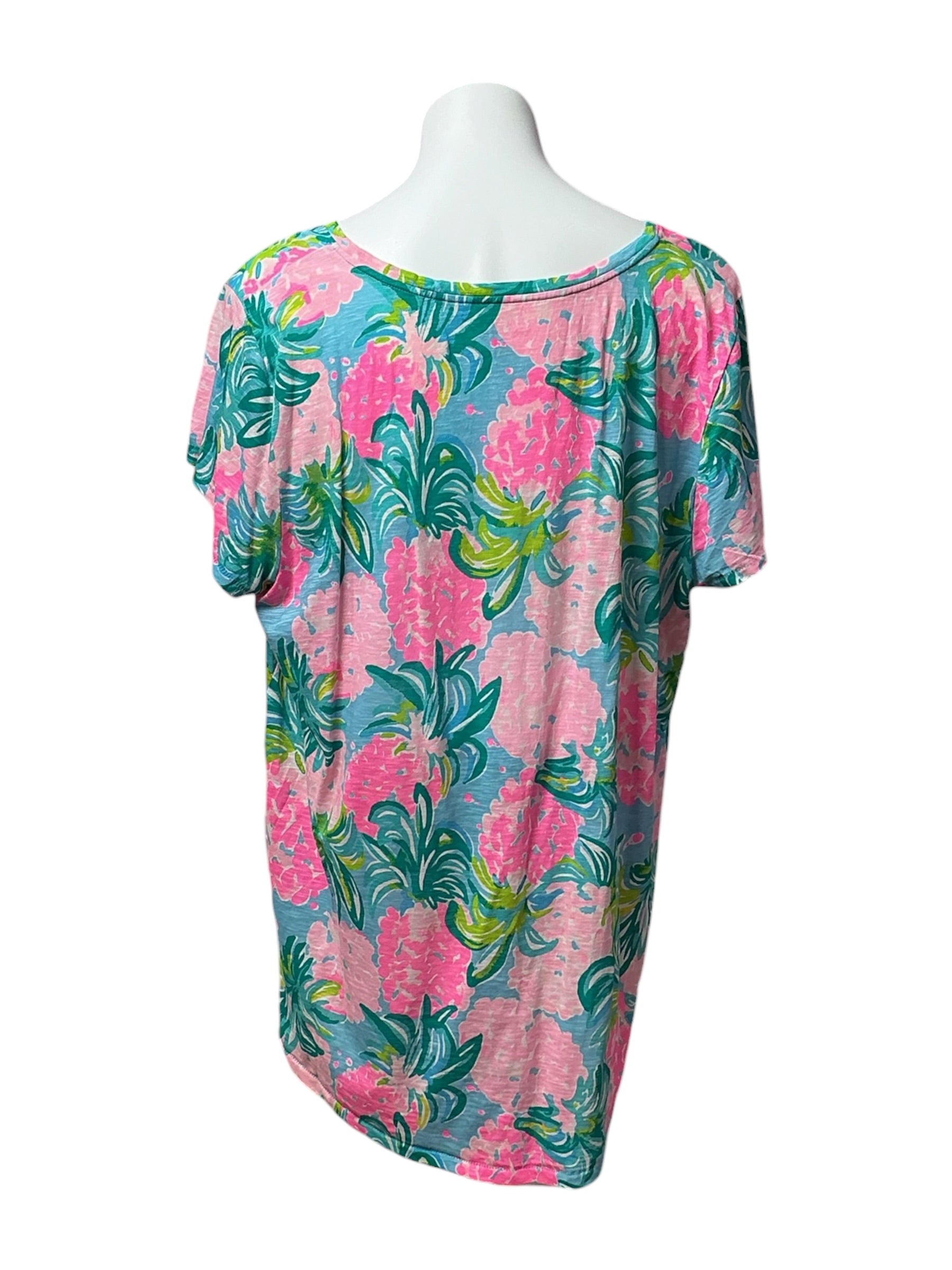 Lilly Pulitzer Etta V-Neck Tee Ibiza Pineapple Shake - Size XXL