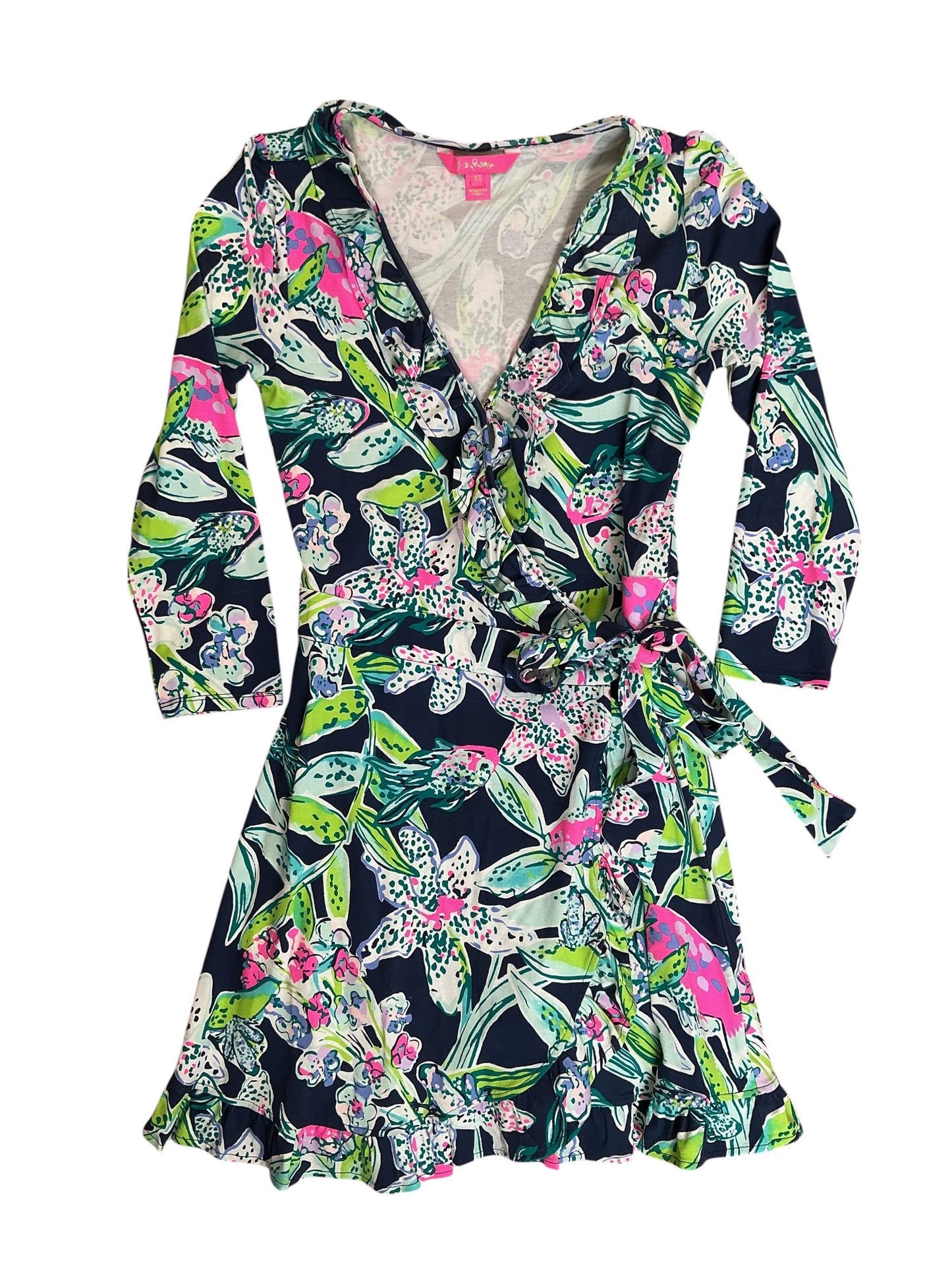 Lilly Pulitzer Jessalynne Wrap Romper Bright Navy Sway This Way - Size XS