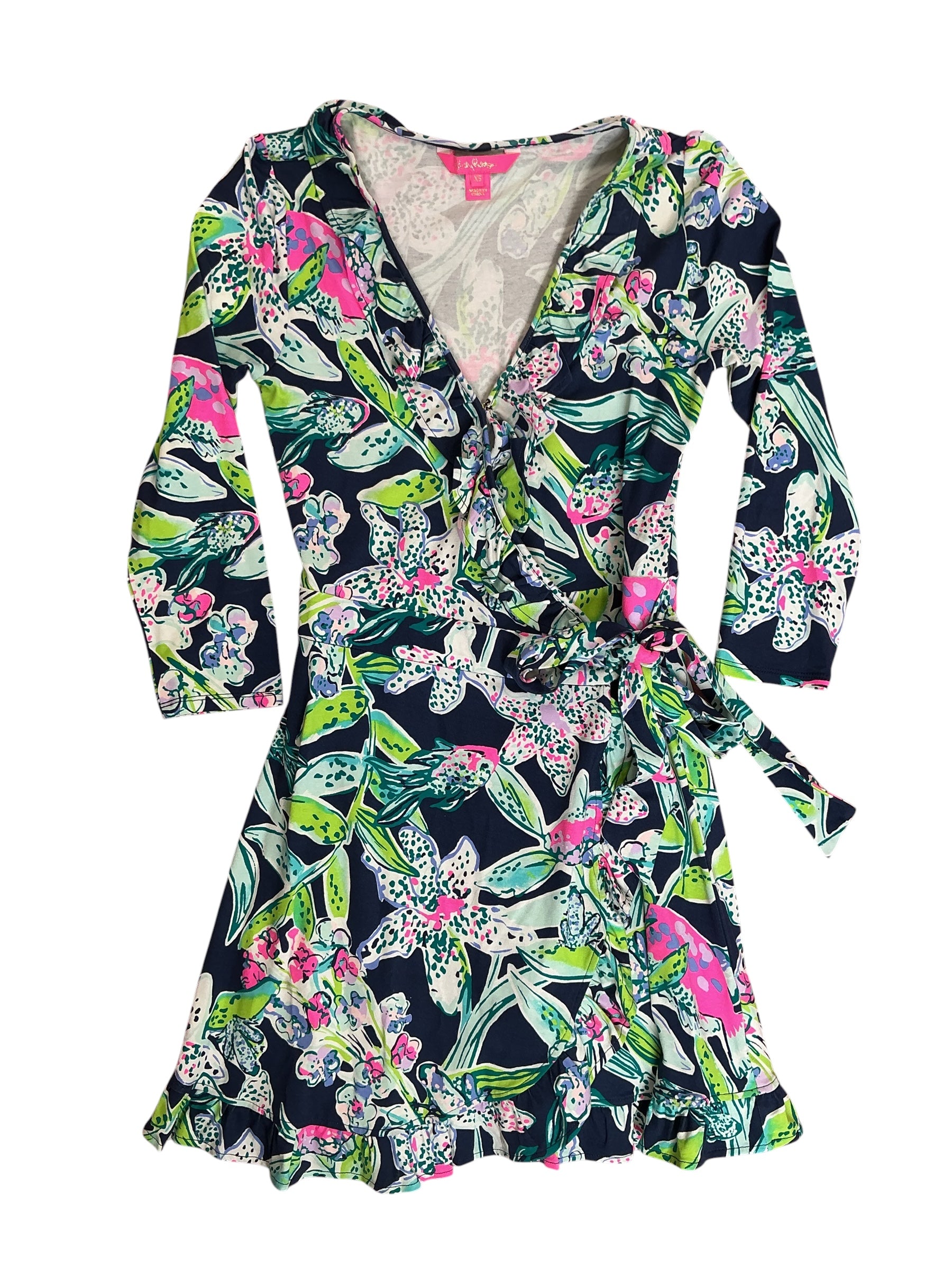 Lilly Pulitzer Jessalynne Wrap Romper Bright Navy Sway This Way - Size XS