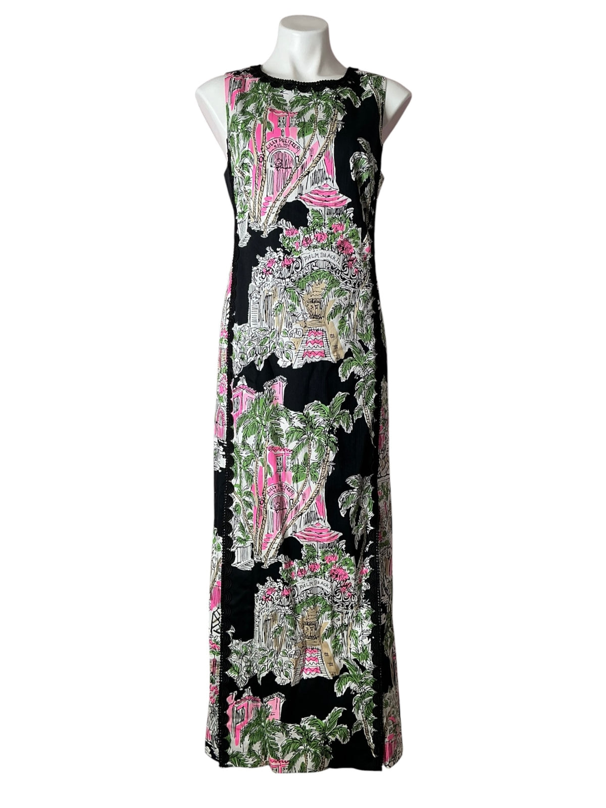 Lilly Pulitzer Palm Beach Anniversary Toile Onyx Darlene Stretch Maxi Shift Dress - Size 4