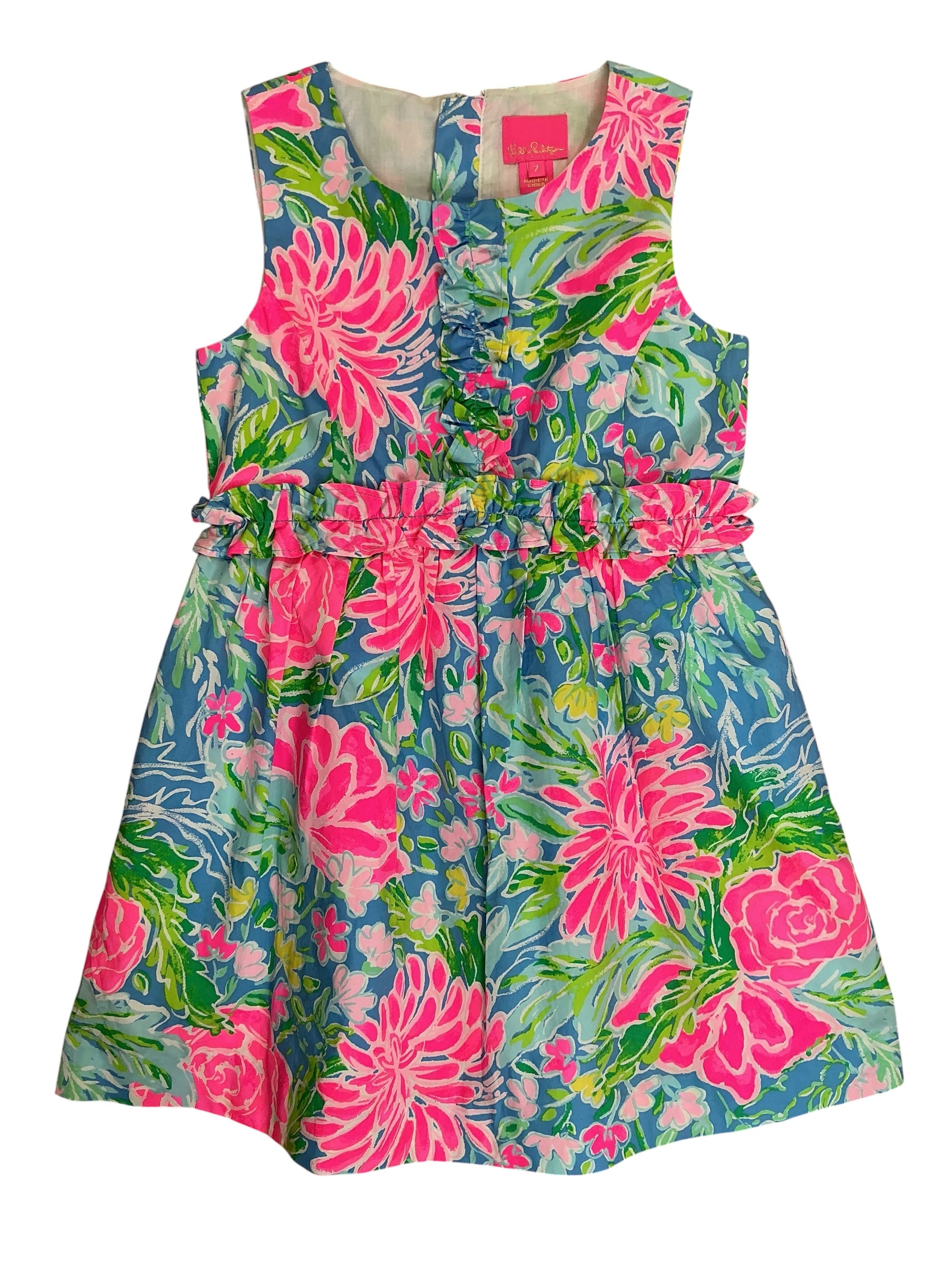 Lilly Pulitzer Kids Girls Annalee Dress Zanzibar Blue Bunny Business - Size 7