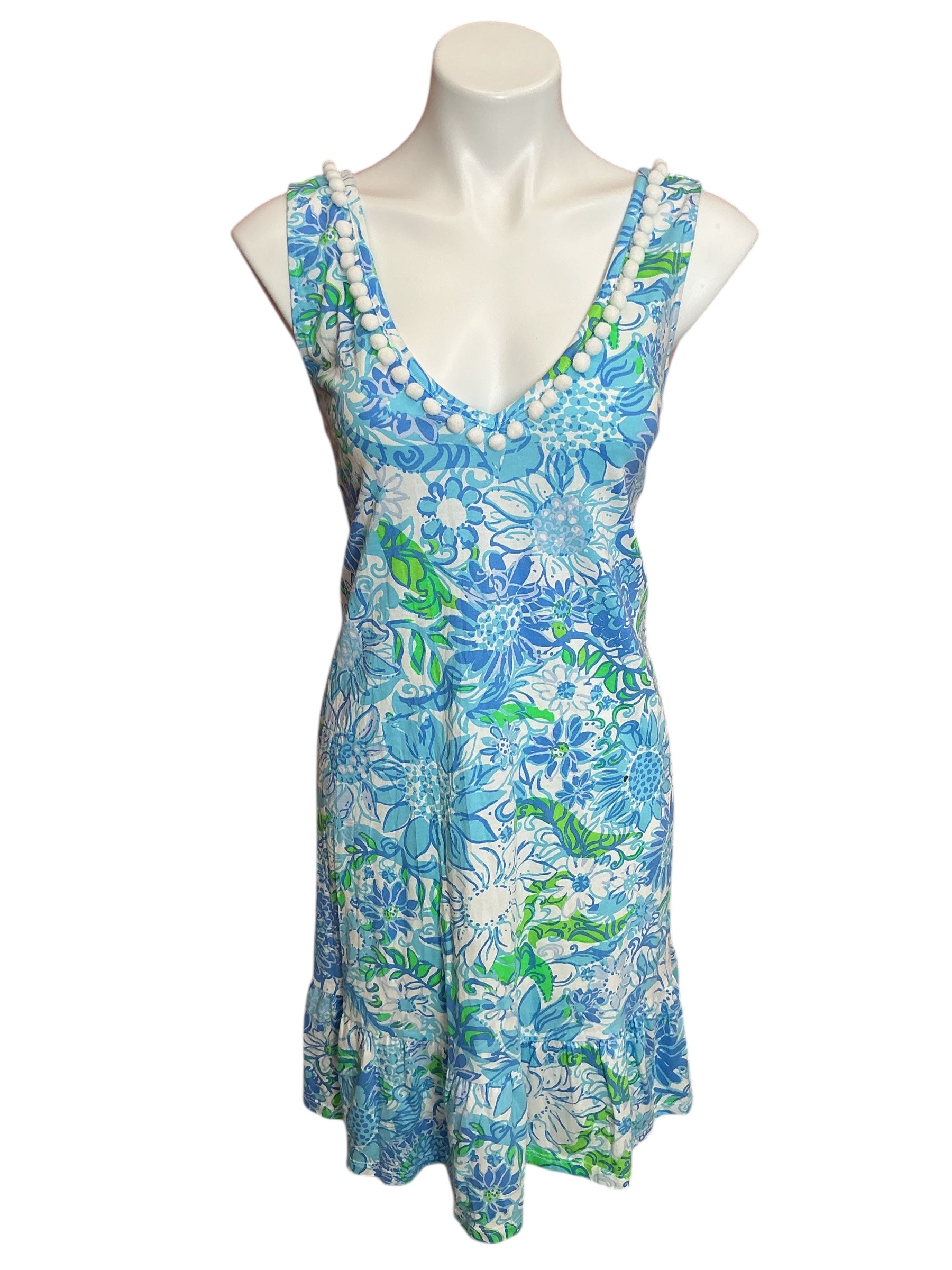 Lilly Pulitzer Camilla V-Neck Swing Dress Frenchie Blue Suns Out - Size L