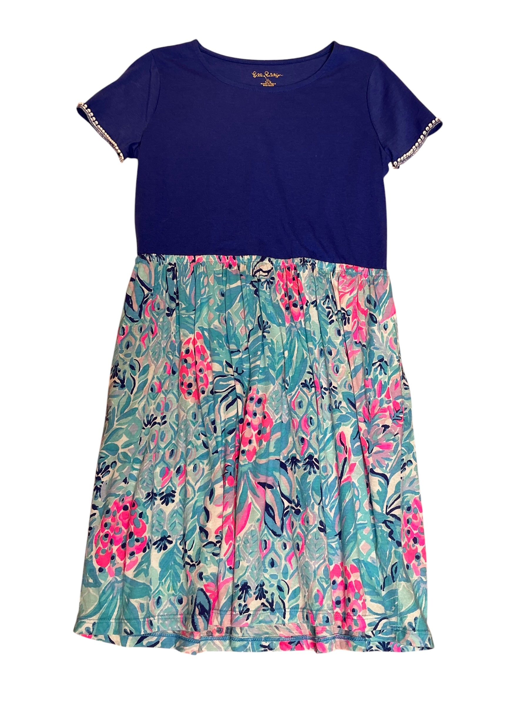 Lilly Pulitzer Girls Giavanna Dress Zanzibar Pockets Princess - Size XL