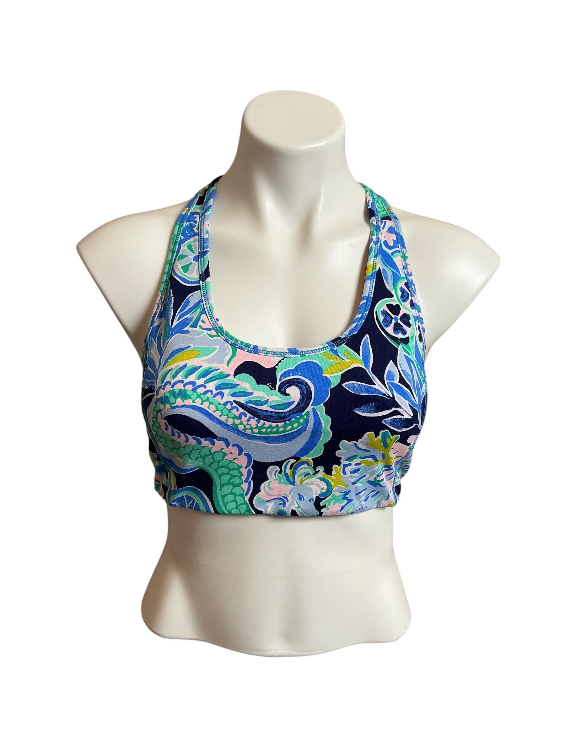 Lilly Pulitzer NWT Teegan Sports Bra Bright Navy Sirens and Spirits - Size M