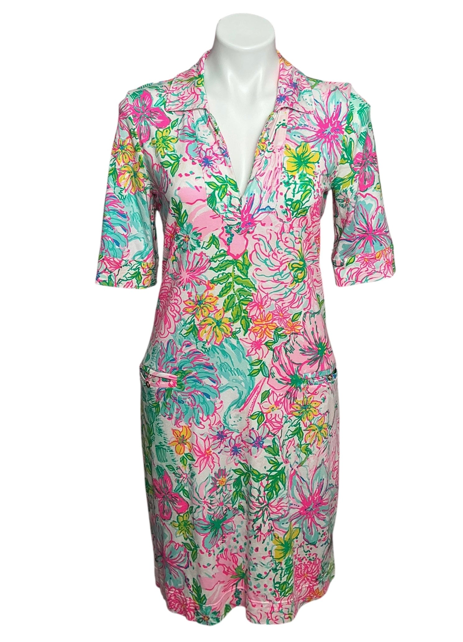 Lilly Pulitzer Quincey UPF 50+ Knit Shift Dress Paradise Found - Size S