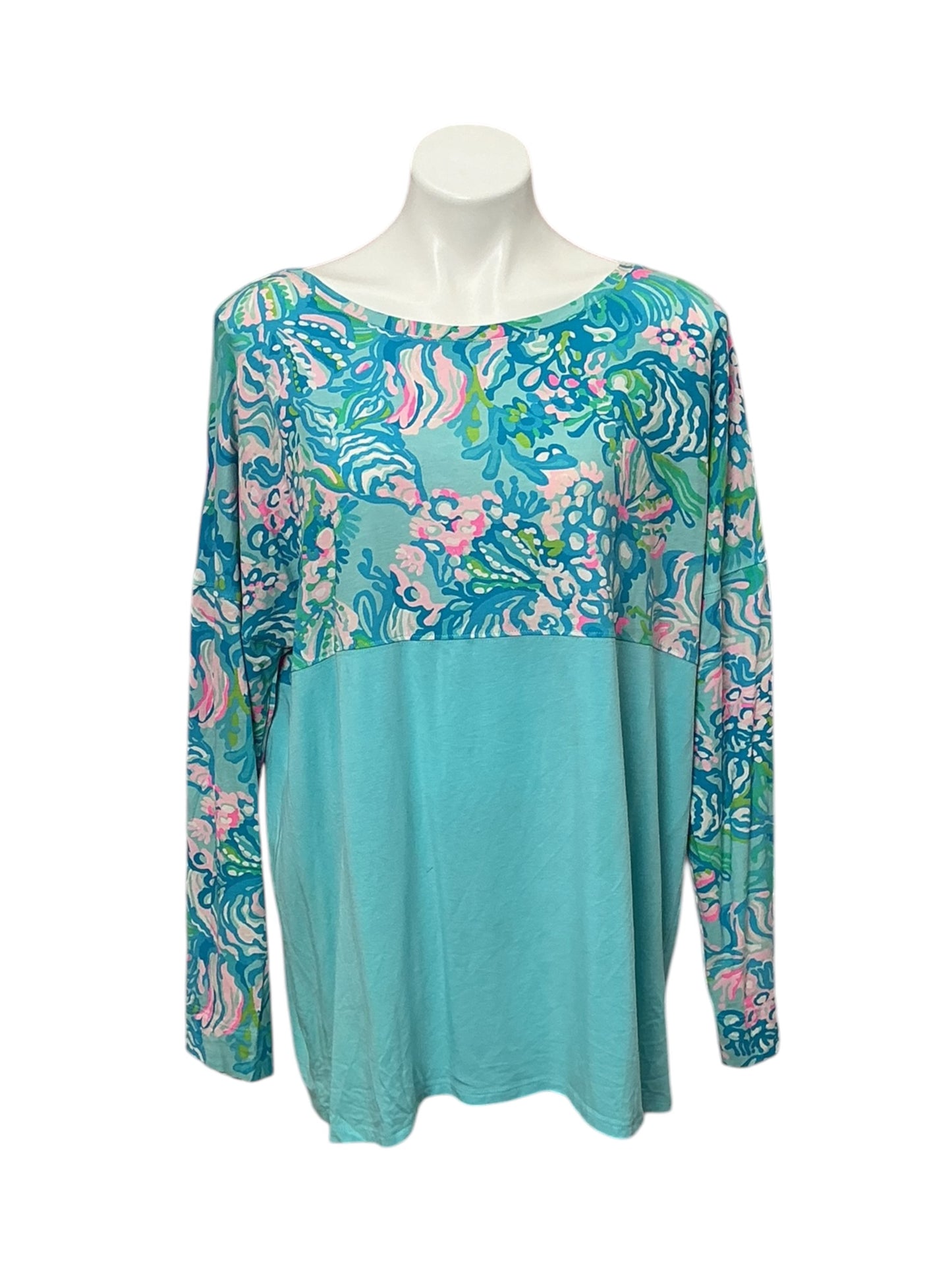 Lilly Pulitzer Finn Top Aqua La Vista print - Size XXL