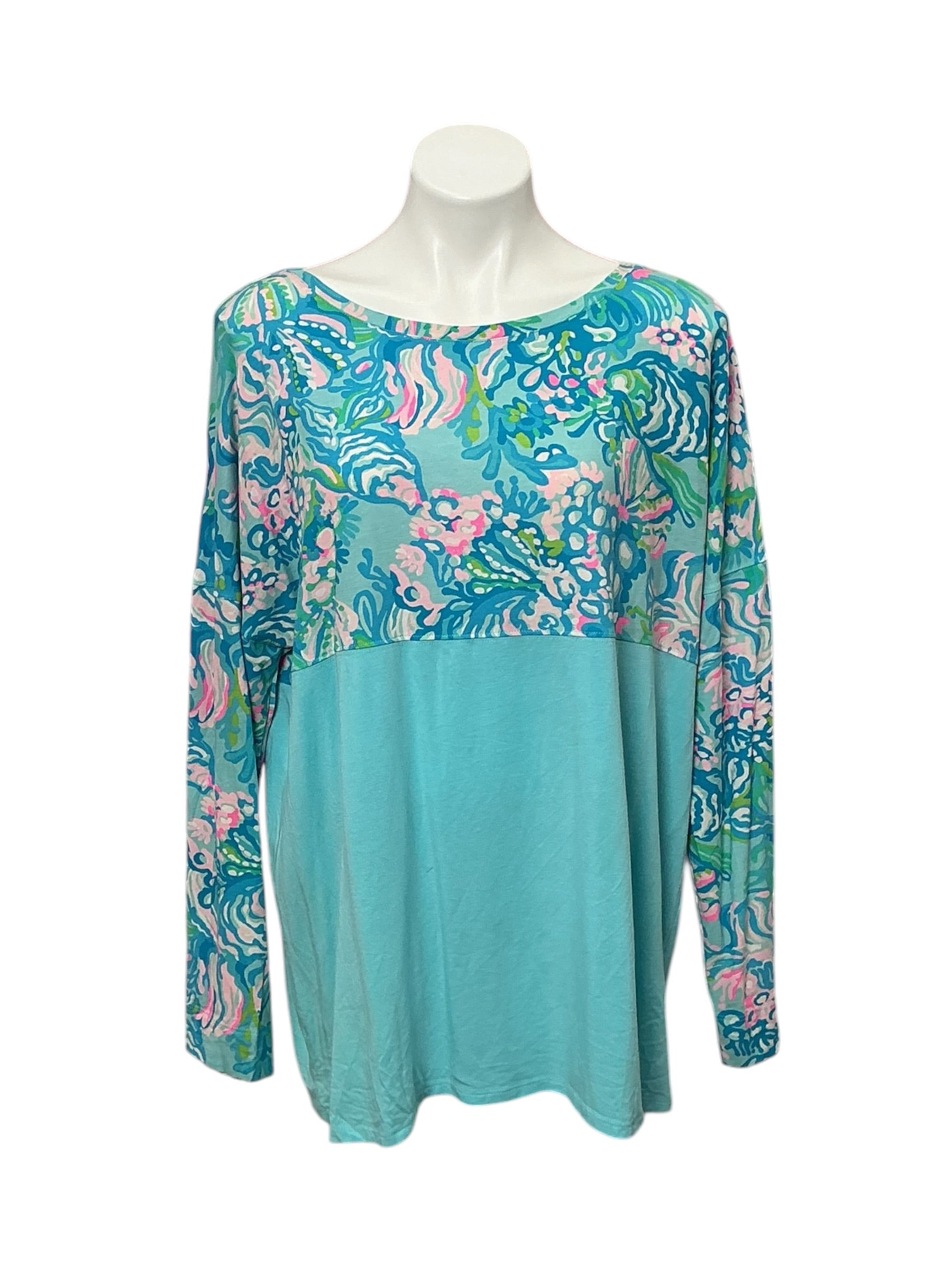 Lilly Pulitzer Finn Top Aqua La Vista print - Size XXL